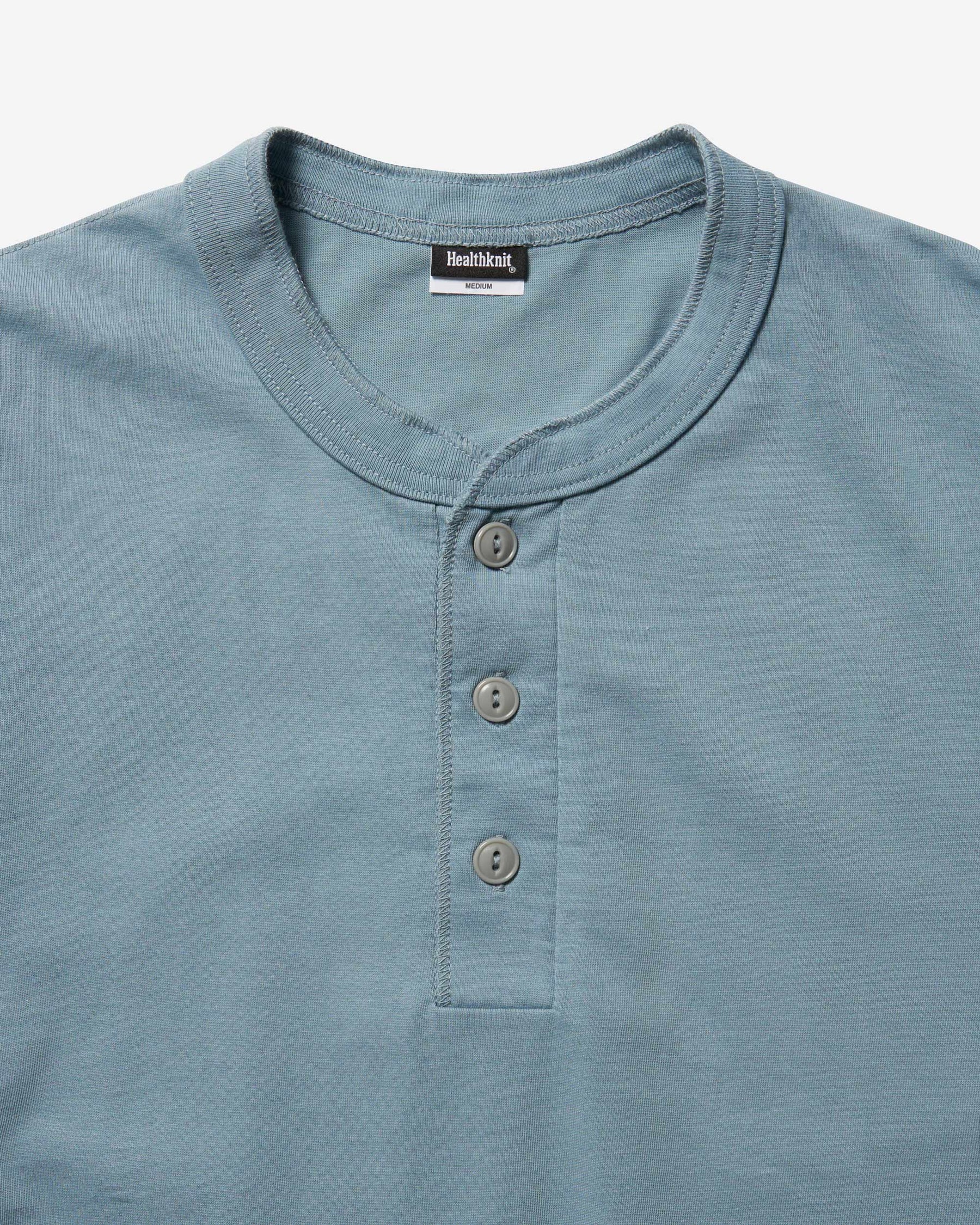 Recycled Suvin Blend Henley S/S - Blue