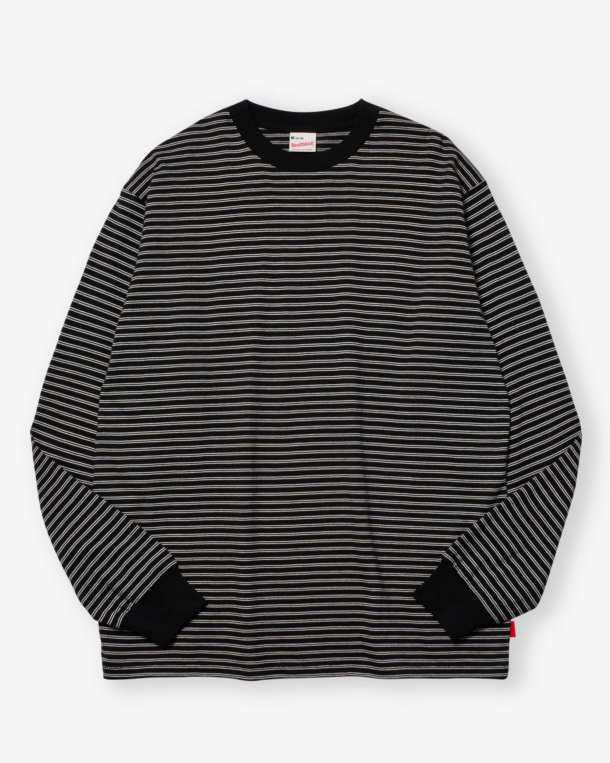 Classic Border Jersey Crewneck L/S - Black x Natural