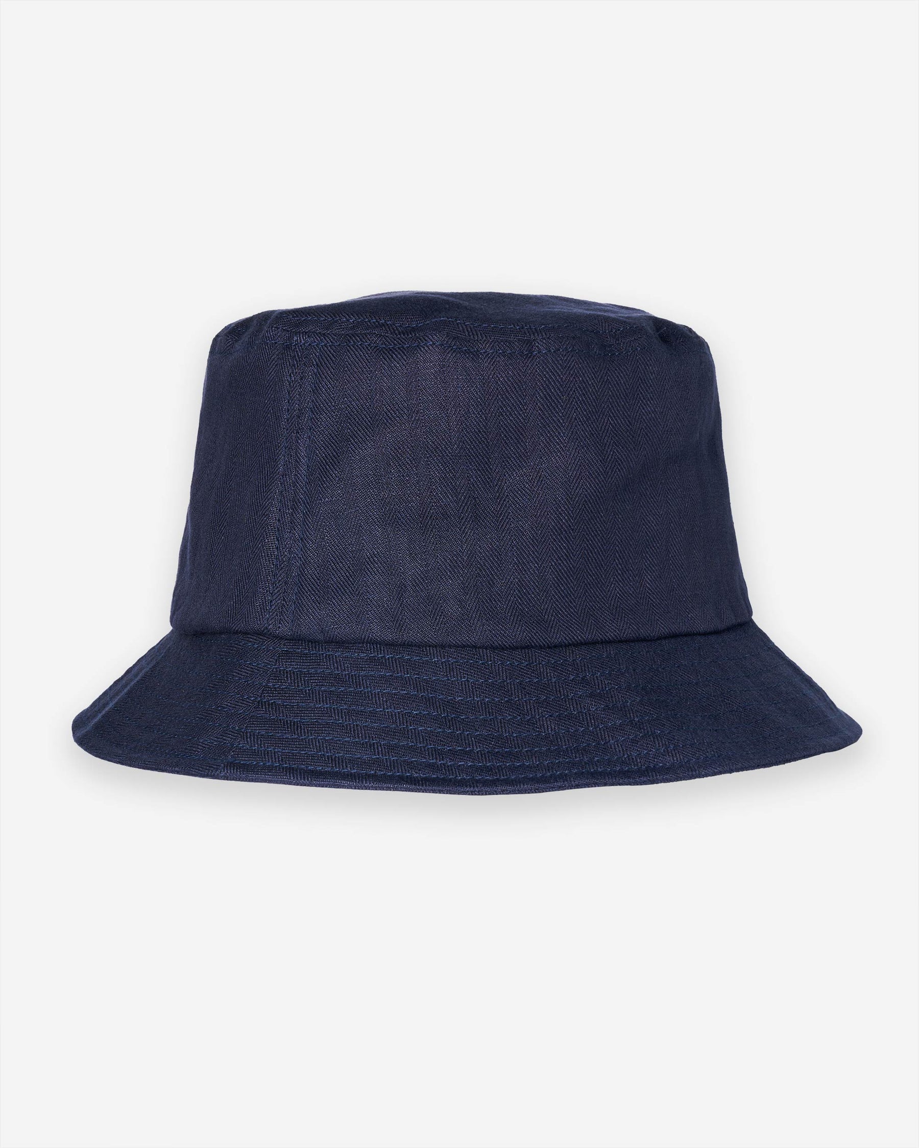 Linen Herringbone Bucket Hat - Dark Indigo