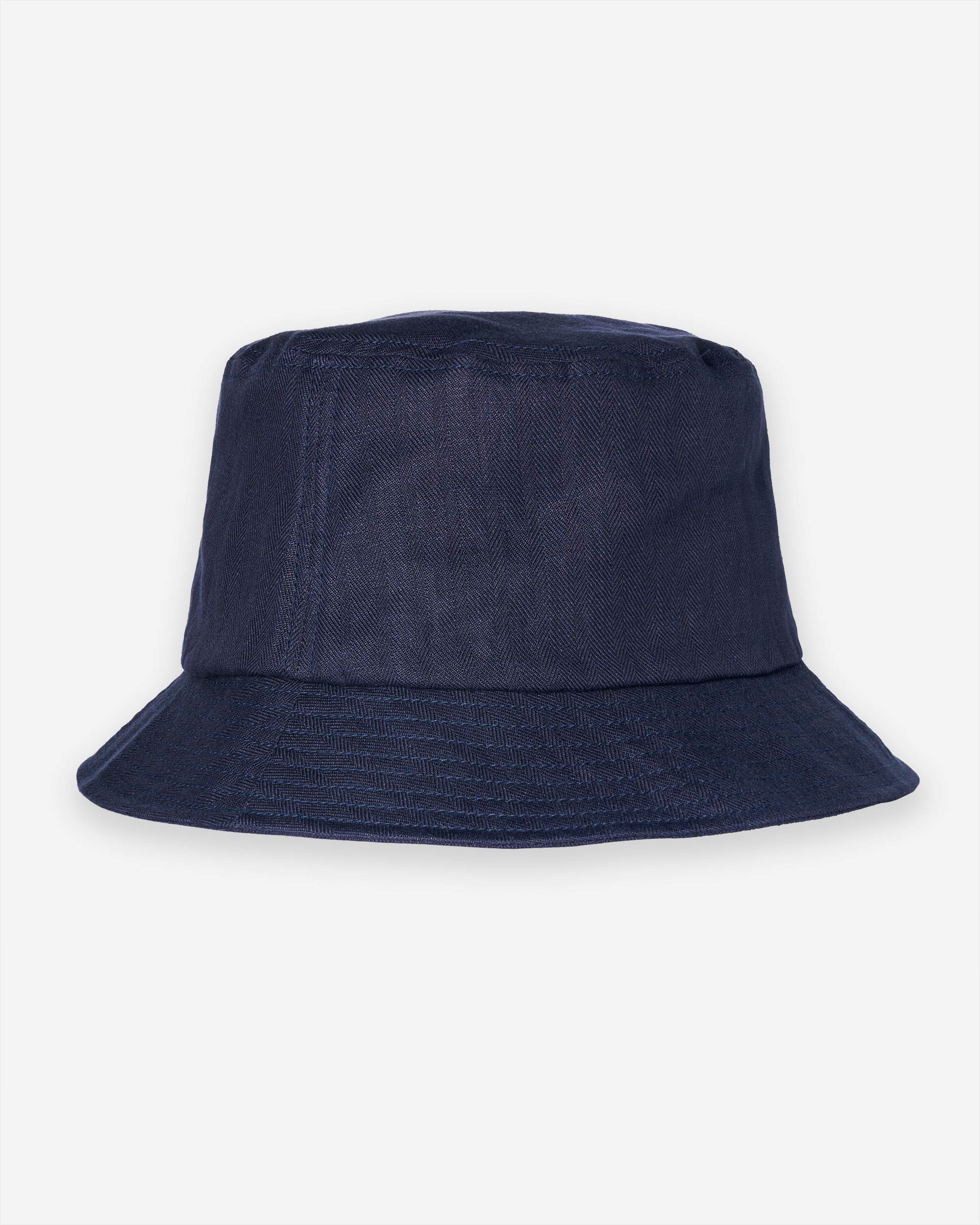 Linen Herringbone Bucket Hat - Dark Indigo