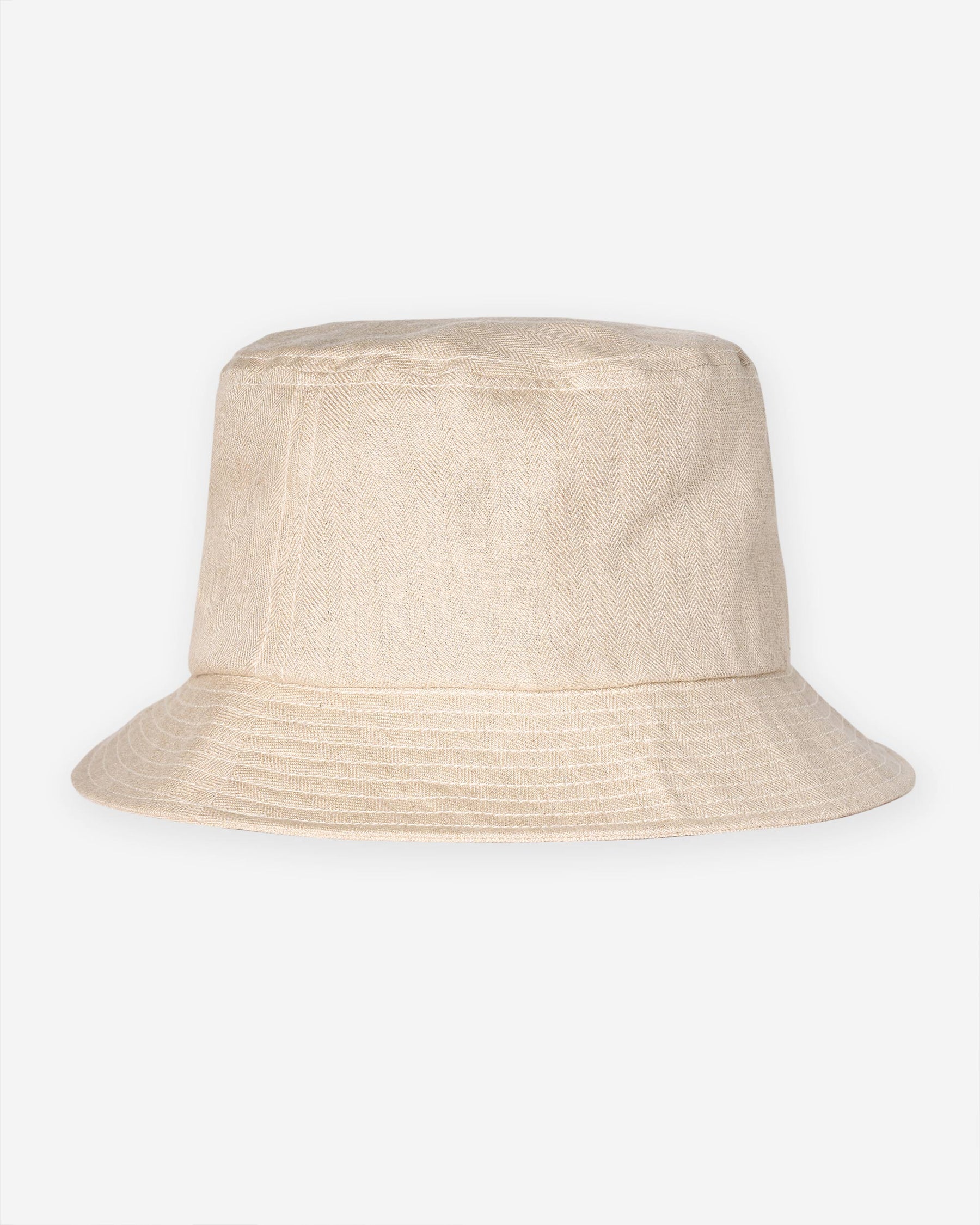 Linen Herringbone Bucket Hat - Ecru