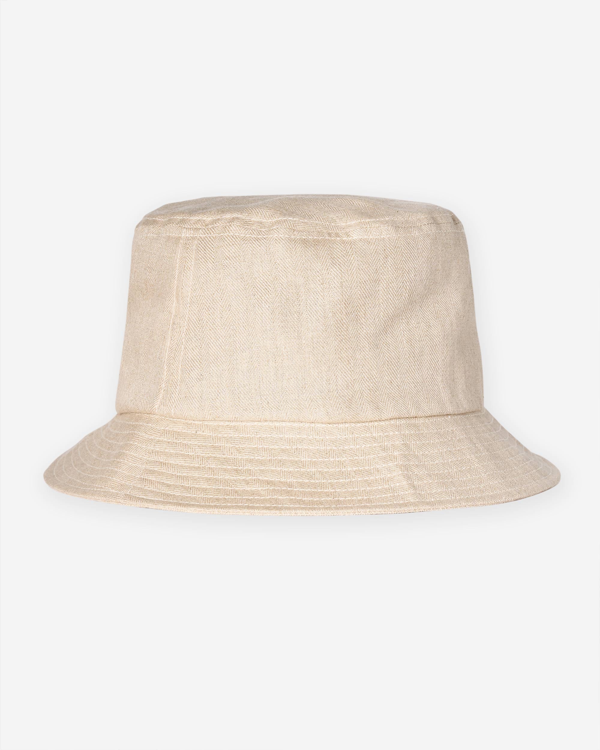 Linen Herringbone Bucket Hat - Ecru
