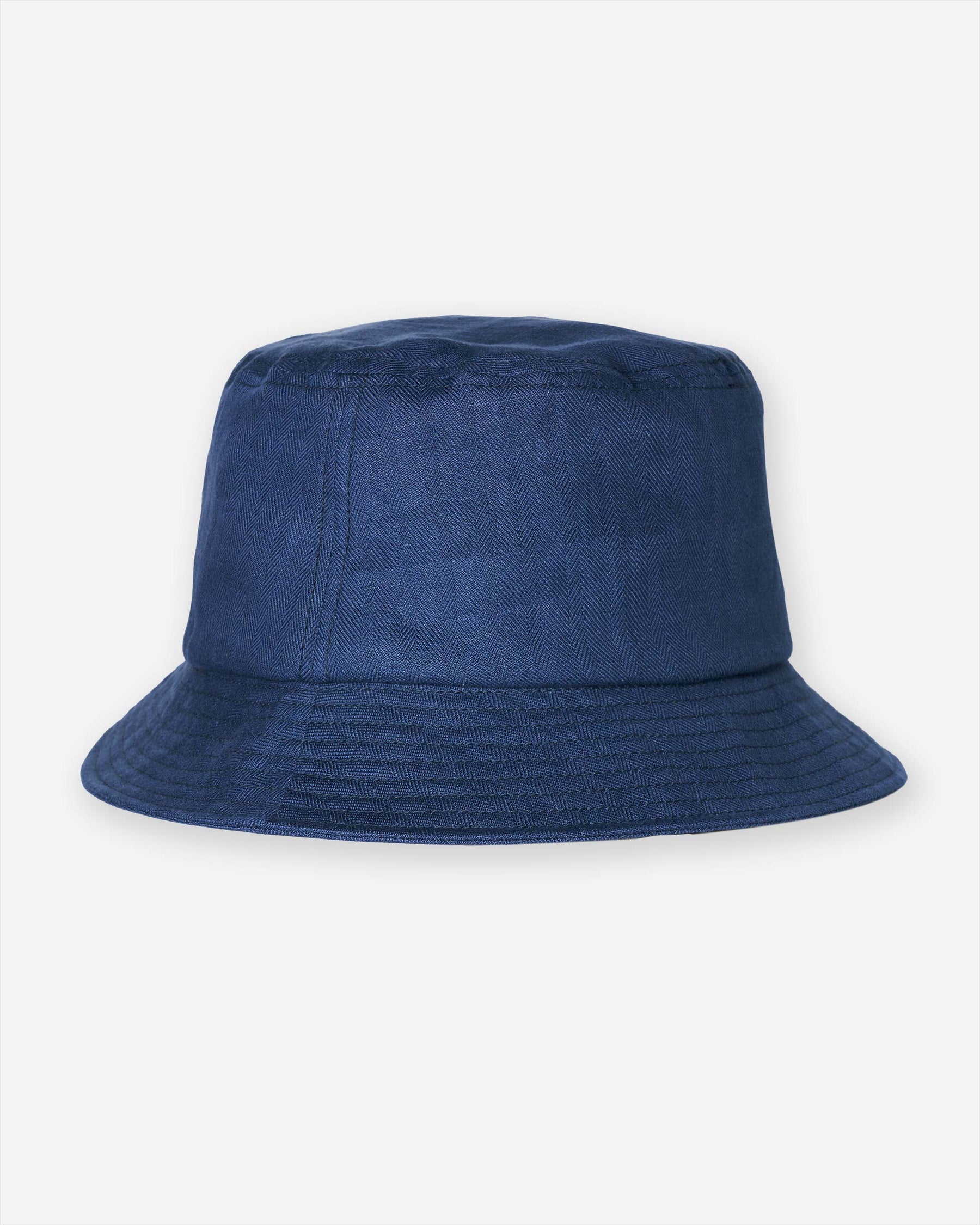 Linen Herringbone Bucket Hat - Indigo