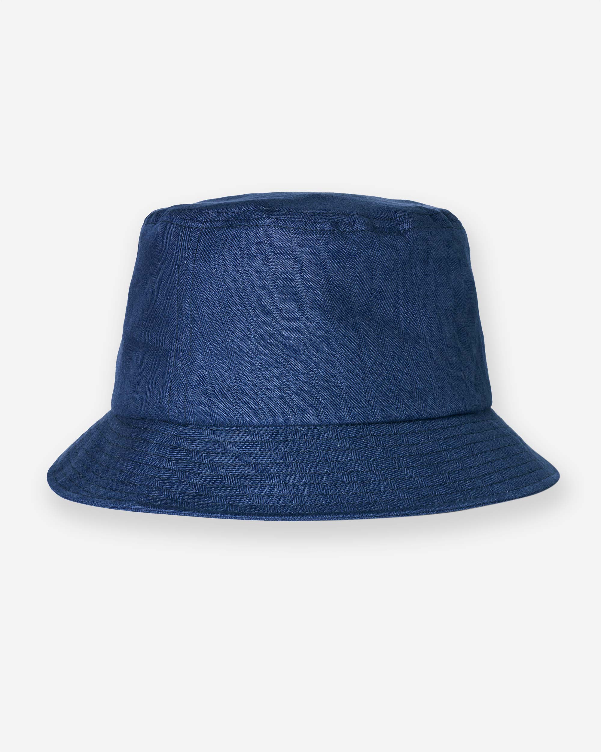 Linen Herringbone Bucket Hat - Indigo