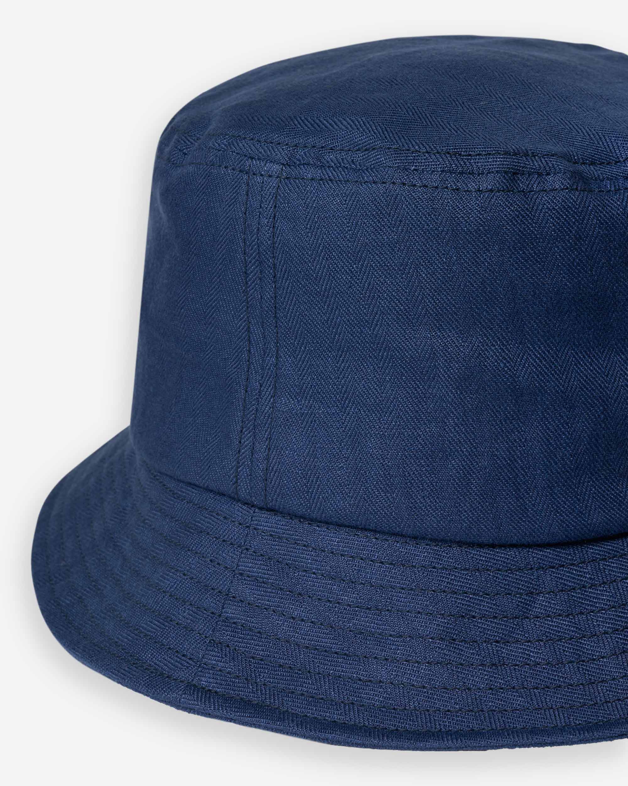 Linen Herringbone Bucket Hat - Indigo