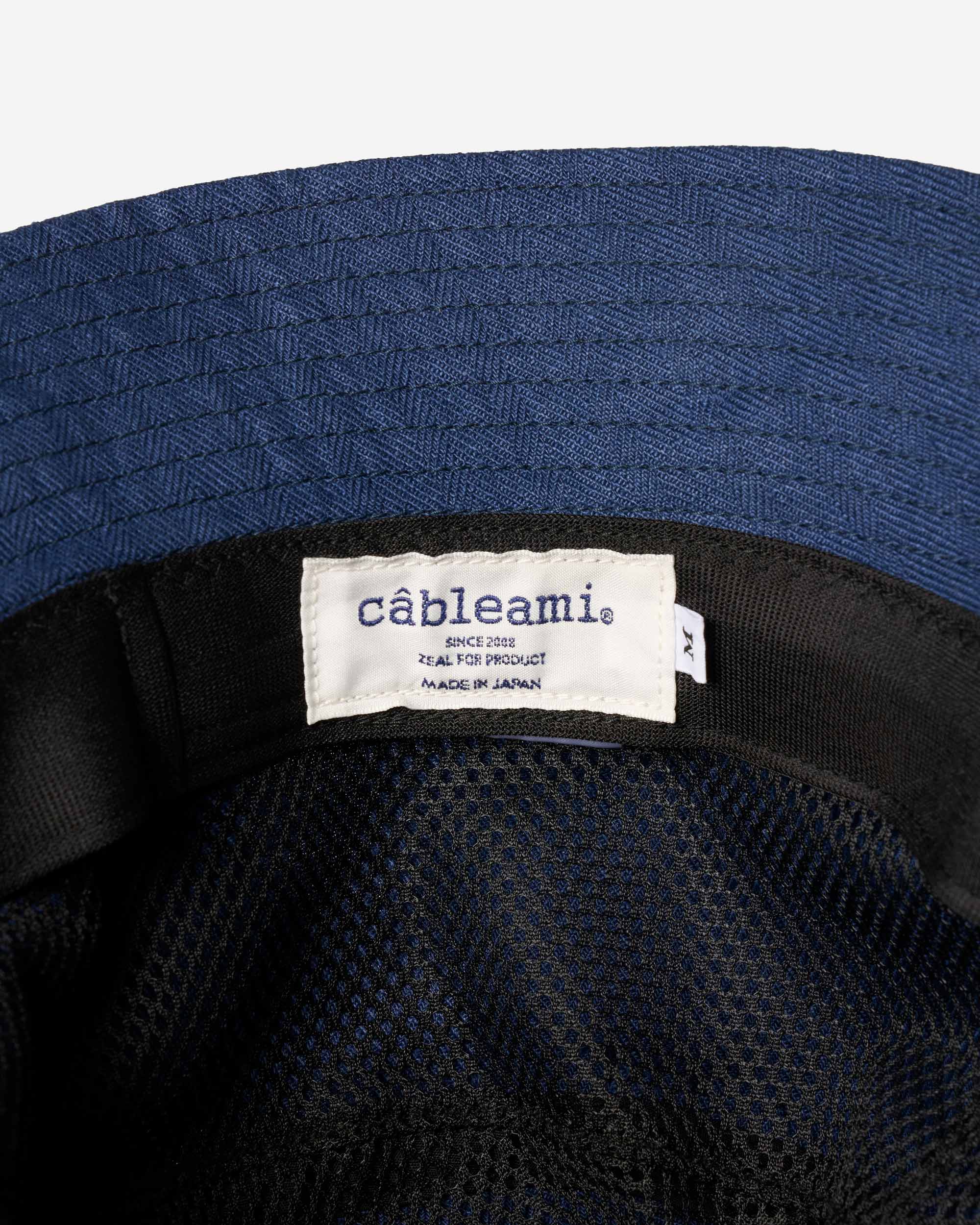Linen Herringbone Bucket Hat - Indigo