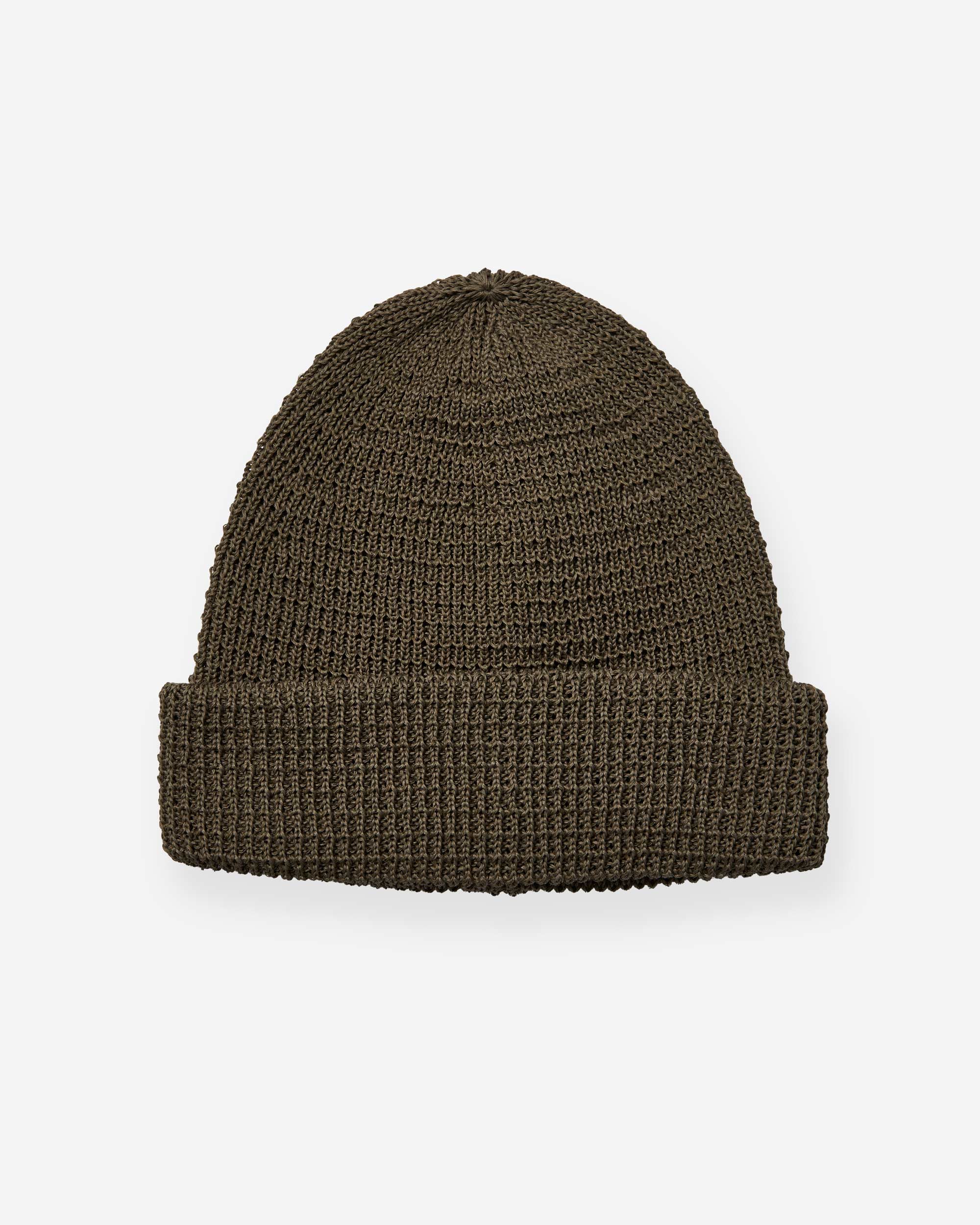 Linen-Liked Finished Cotton Watch Cap - Olive
