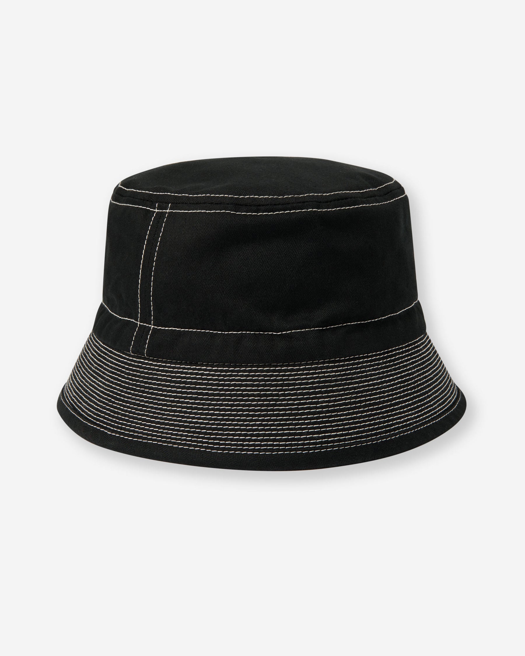 Organic Cotton Herringbone Bucket Hat - Black