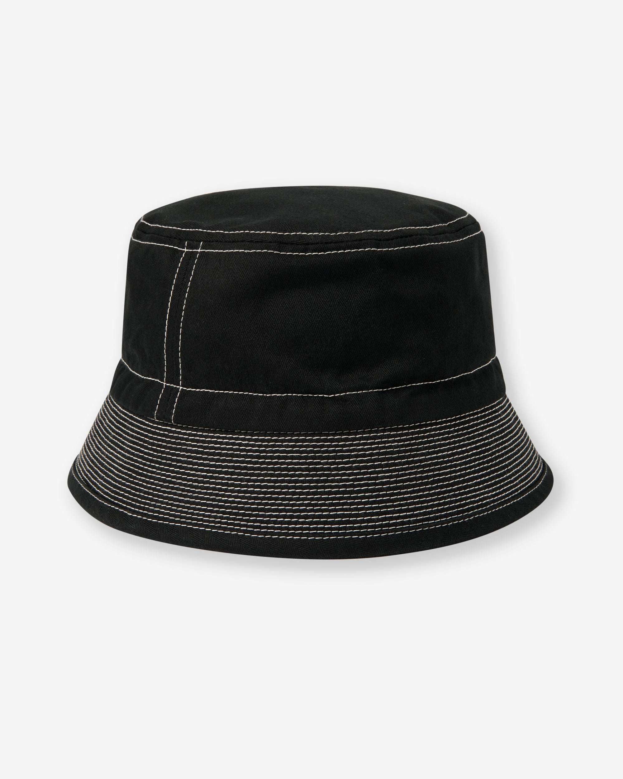 Organic Cotton Herringbone Bucket Hat - Black