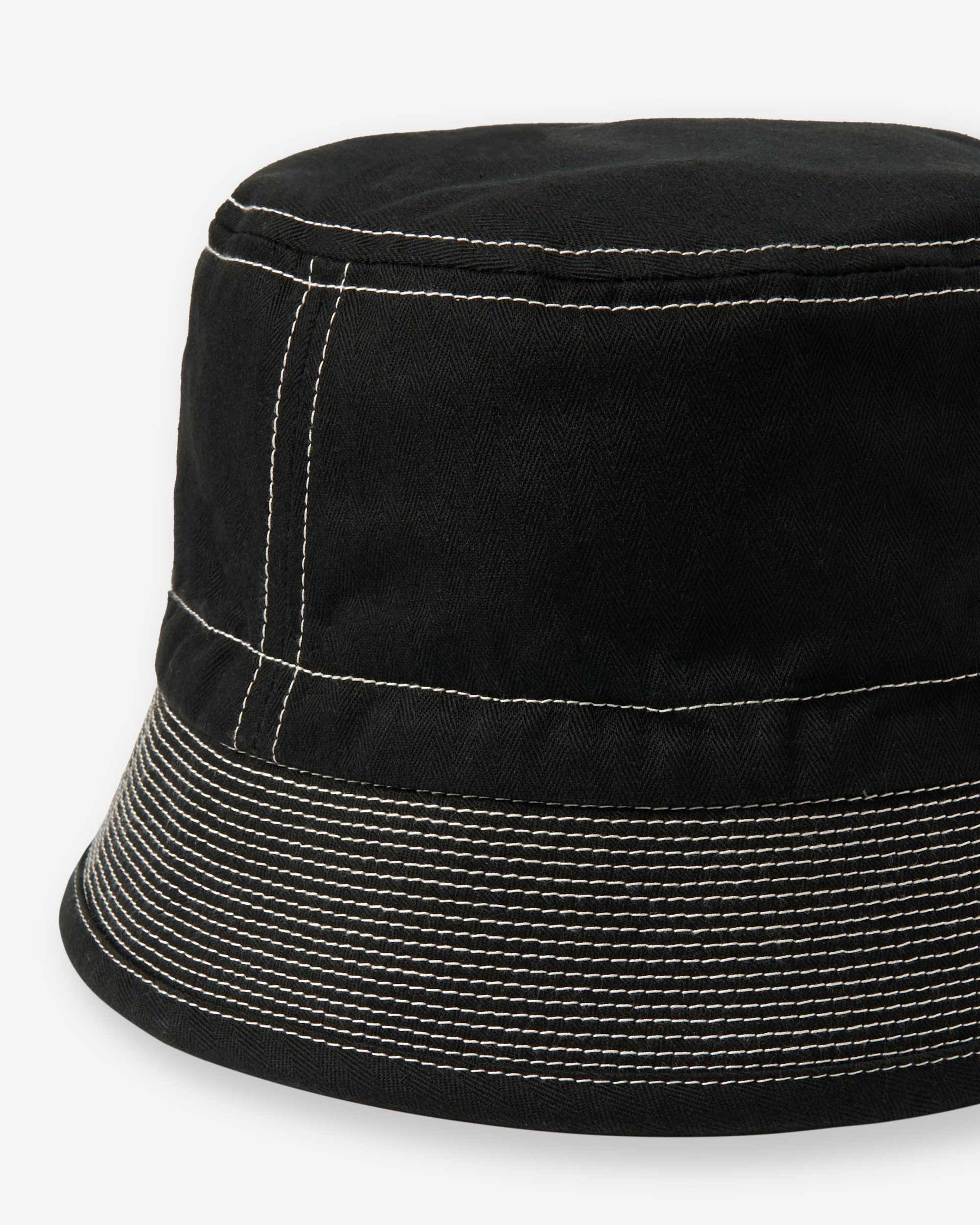 Organic Cotton Herringbone Bucket Hat - Black