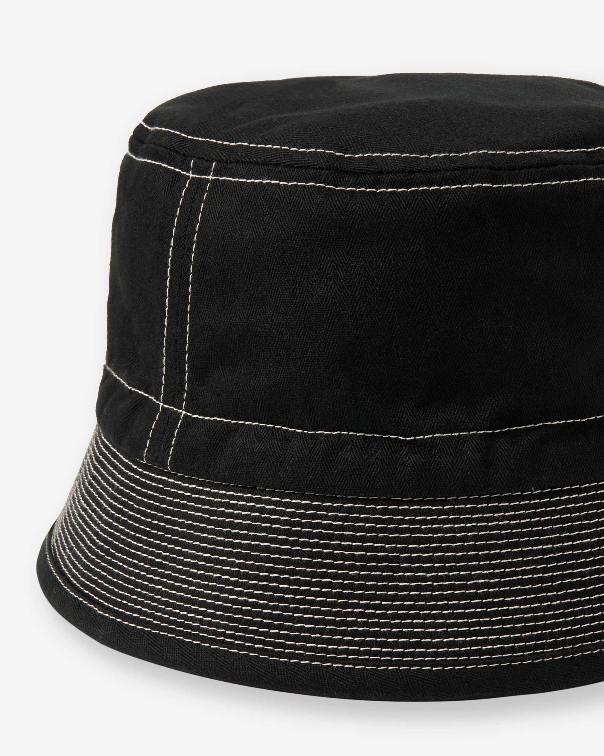 Organic Cotton Herringbone Bucket Hat - Black