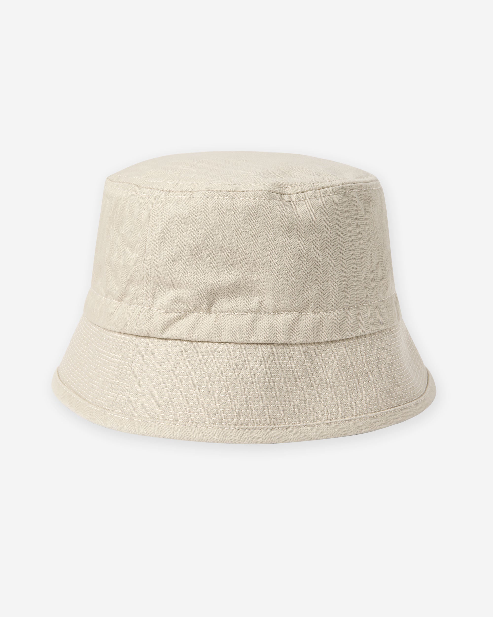 Organic Cotton Herringbone Bucket Hat - Ivory