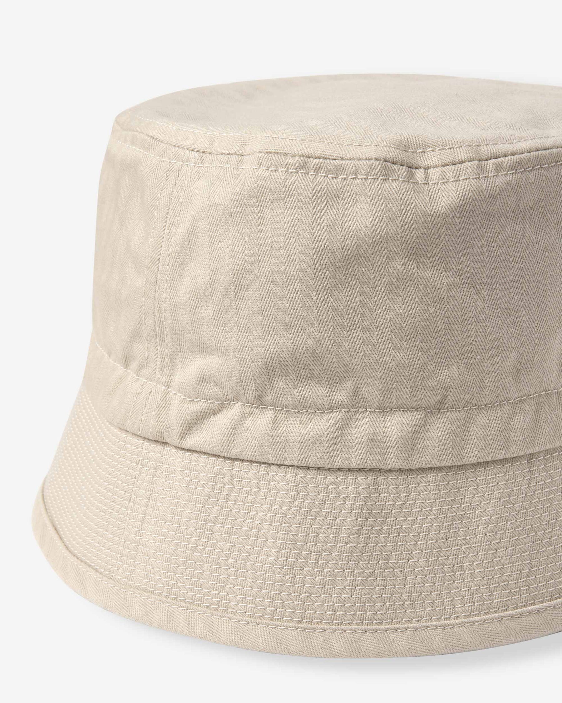 Organic Cotton Herringbone Bucket Hat - Ivory