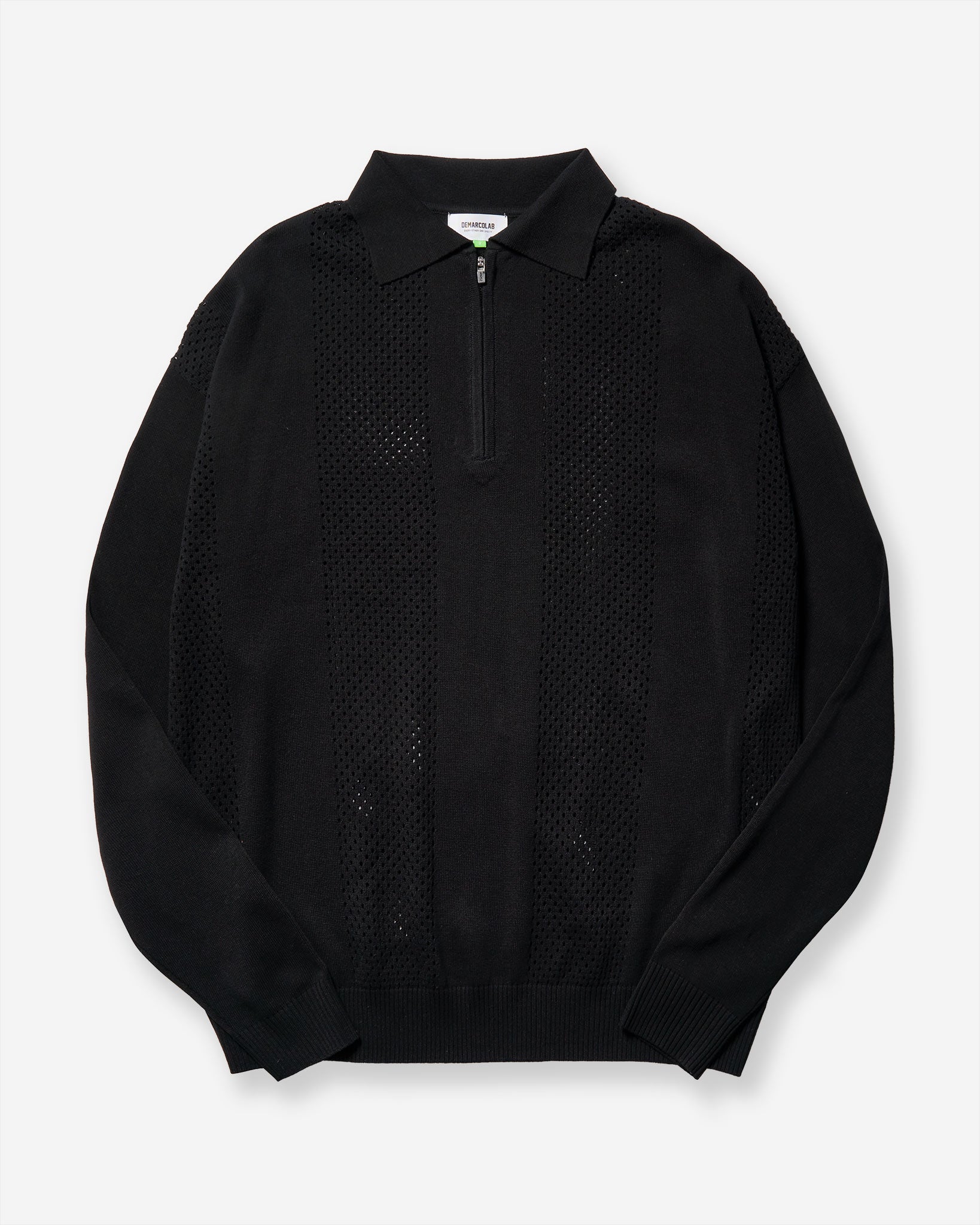Mesh Knit Zip C-Sweat - Black