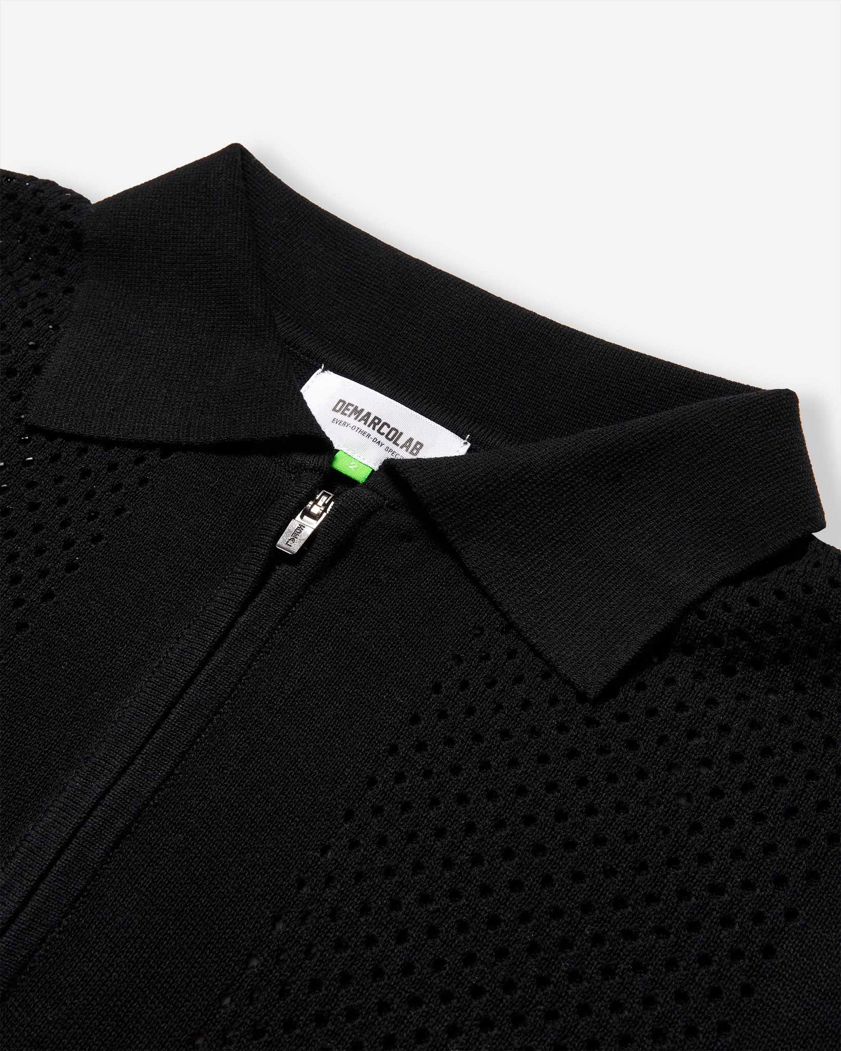 Mesh Knit Zip C-Sweat - Black