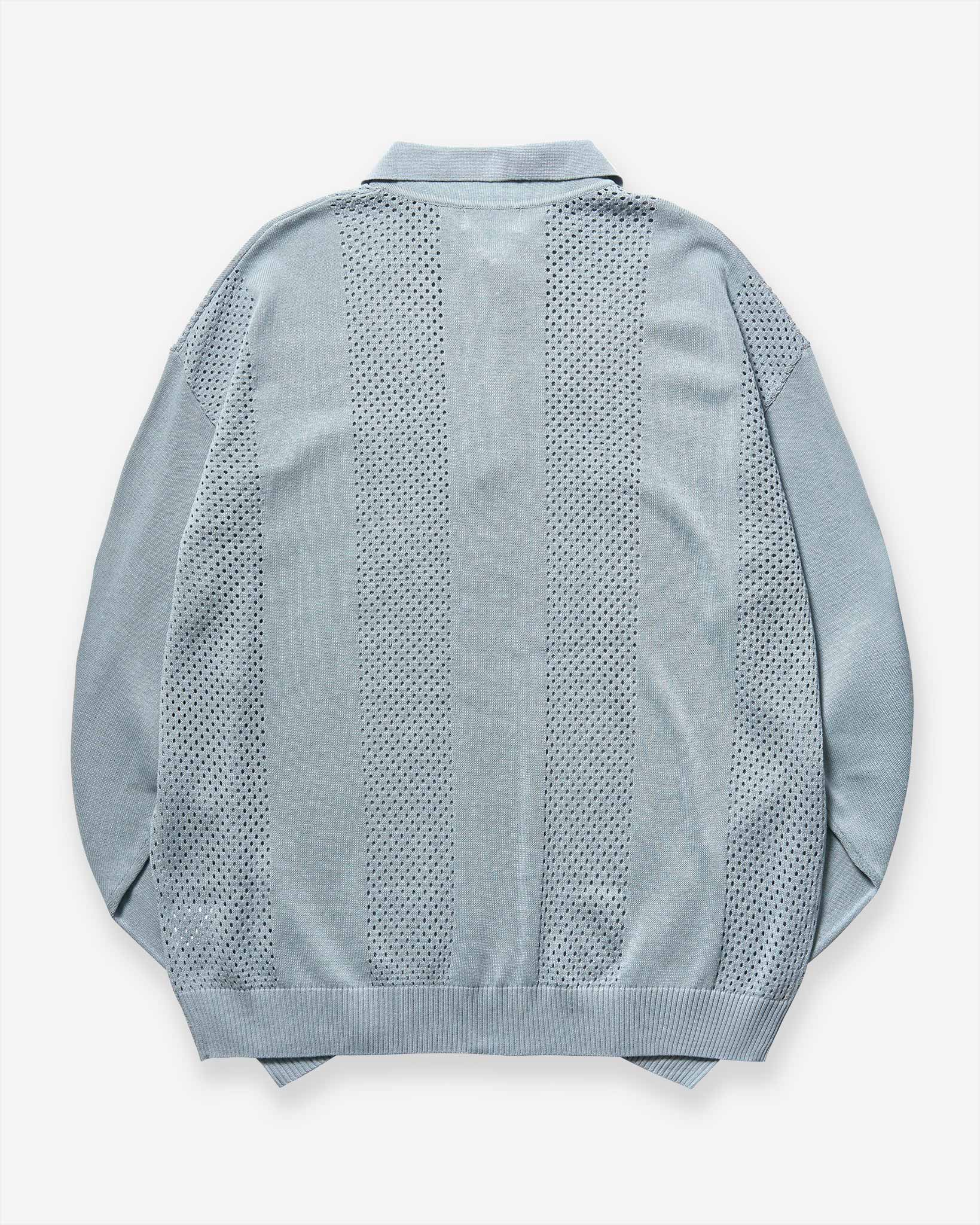 Mesh Knit Zip C-Sweat - Teal