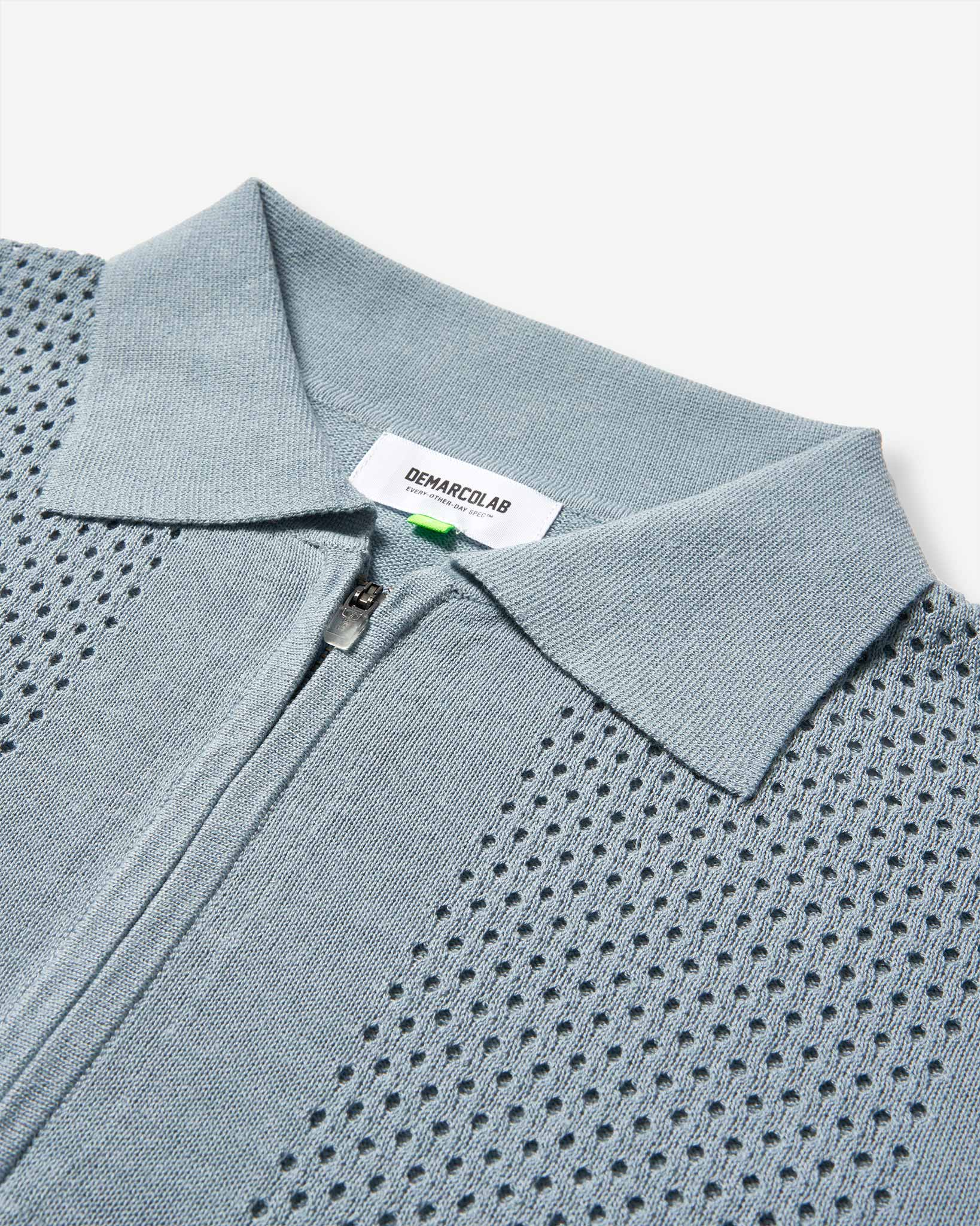 Mesh Knit Zip C-Sweat - Teal
