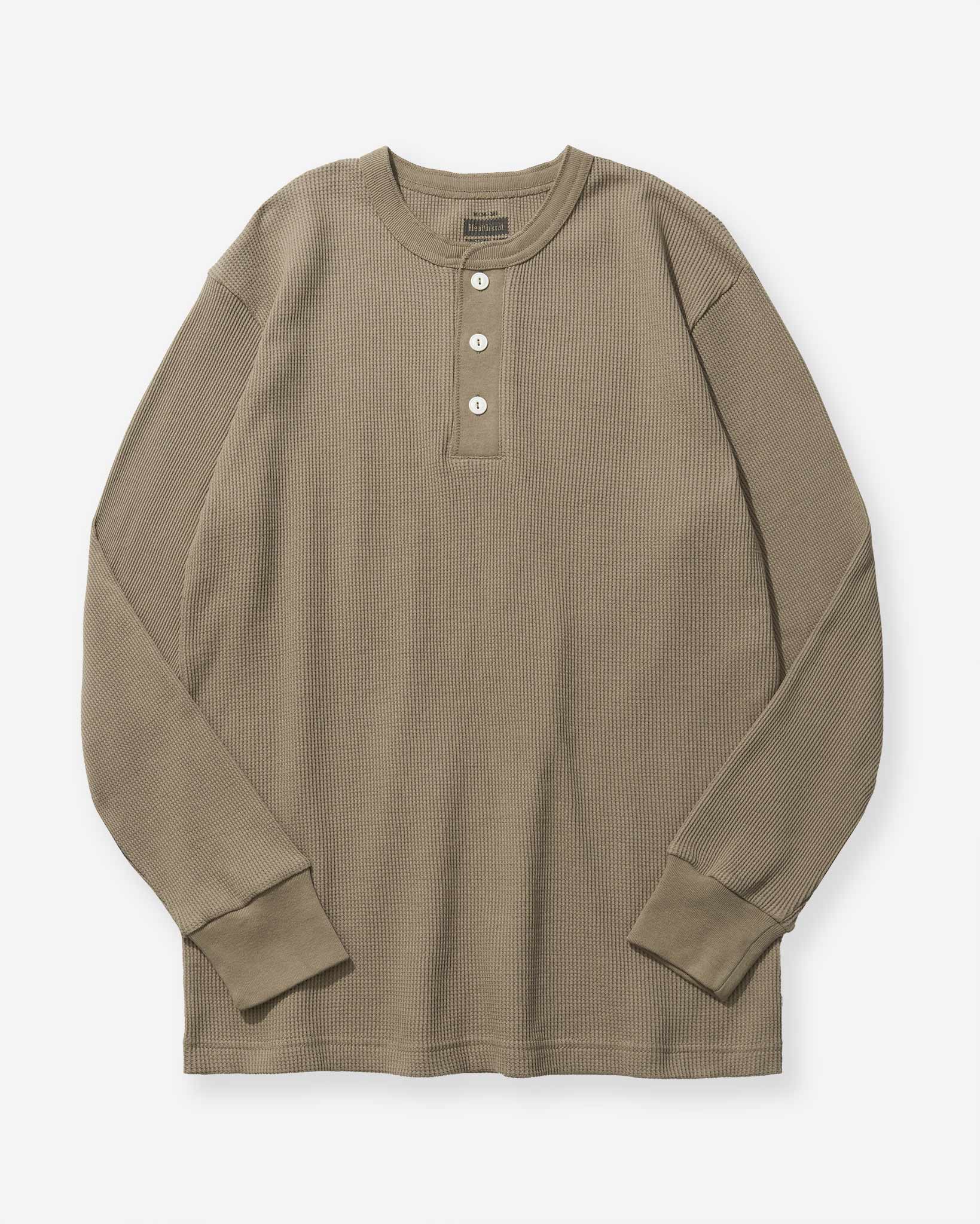 Functional Fabric Waffle Henley L/S T-Shirt - Beige – Rhythmic Tones