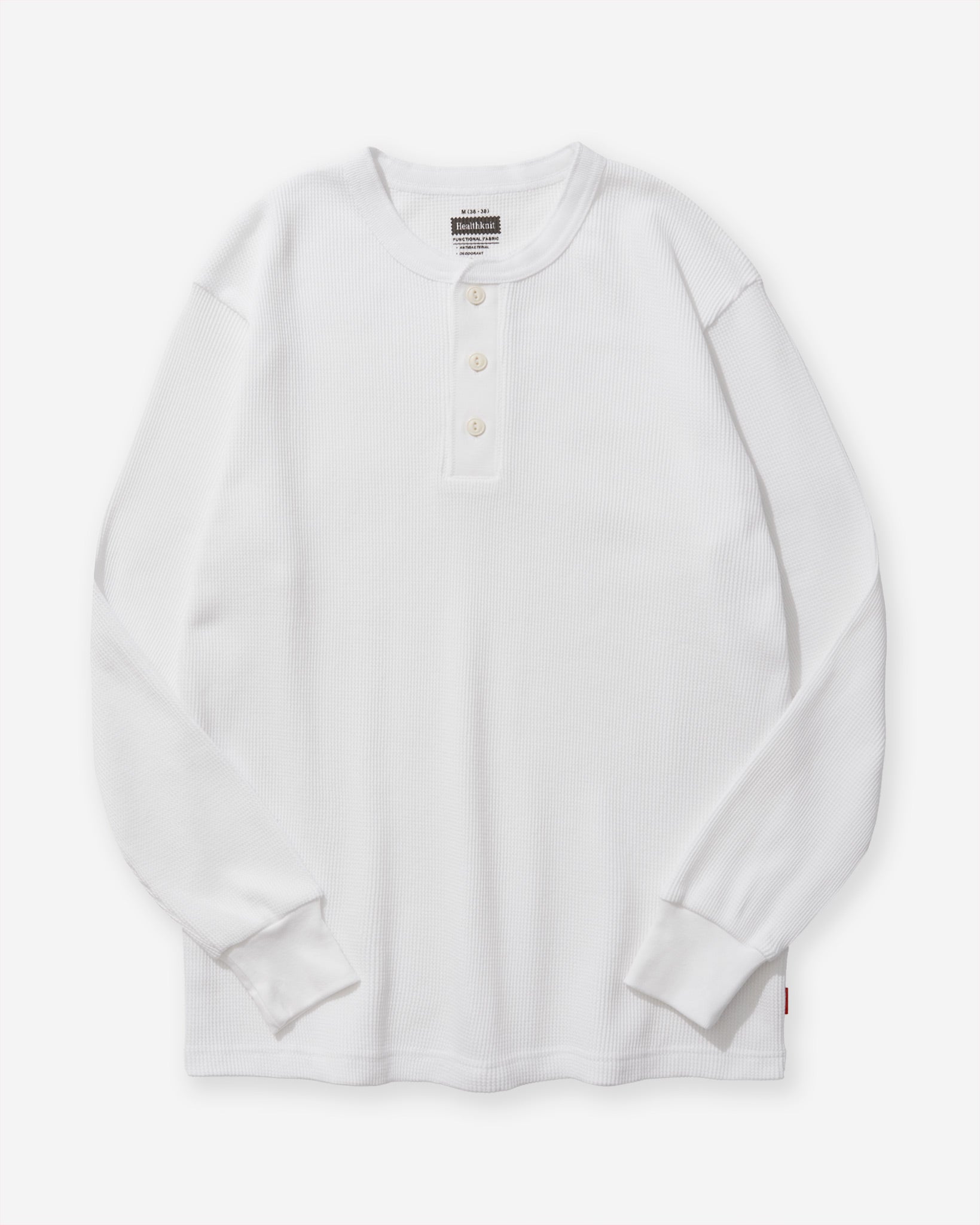 Functional Fabric Waffle Henley L/S T-Shirt - White