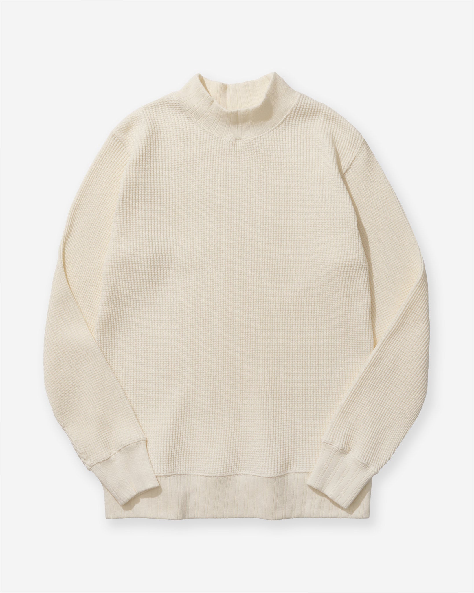 Super Heavy Waffle Mock-Neck L/S - Off White