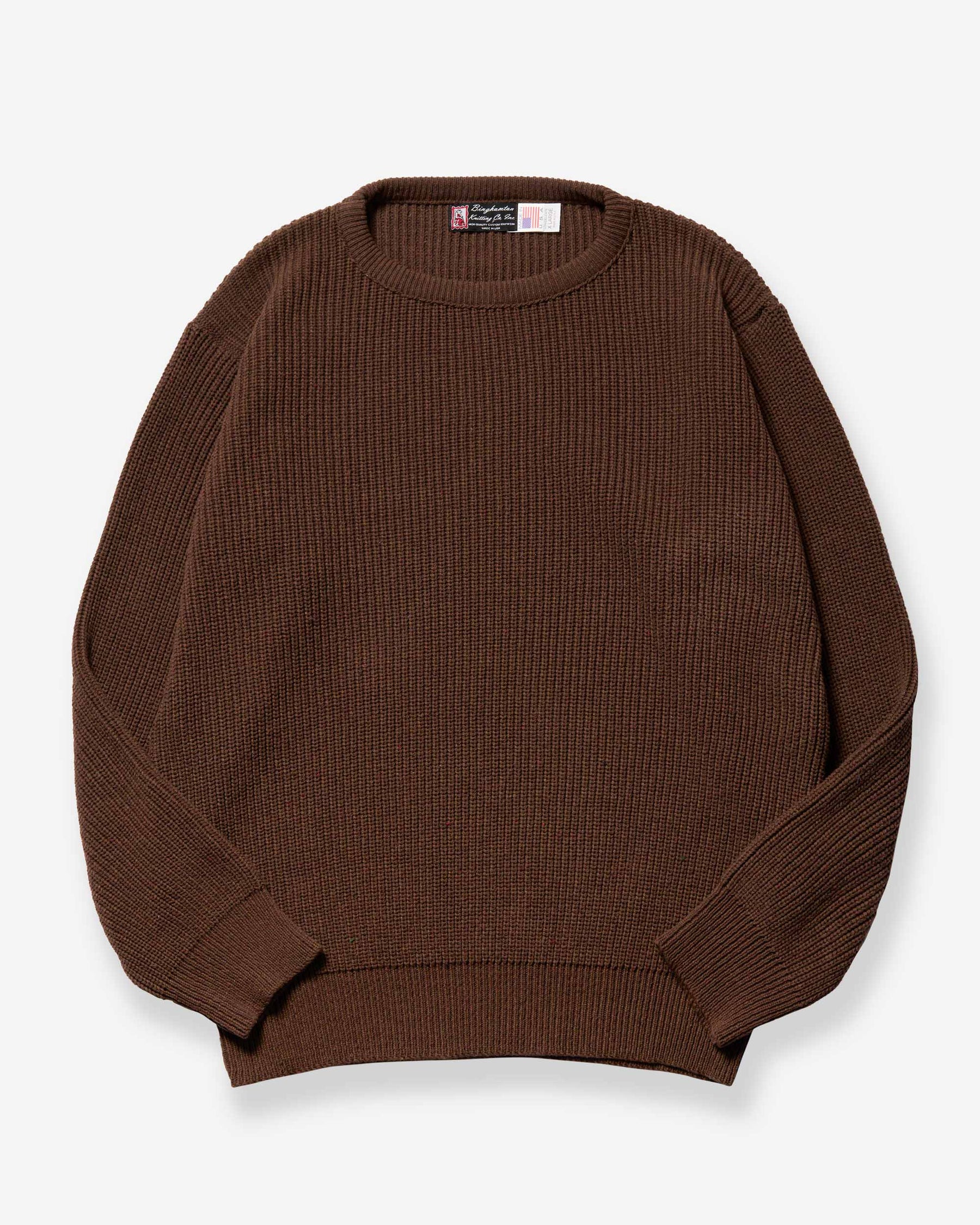 Shaker Crew Pullover - Brown/Red