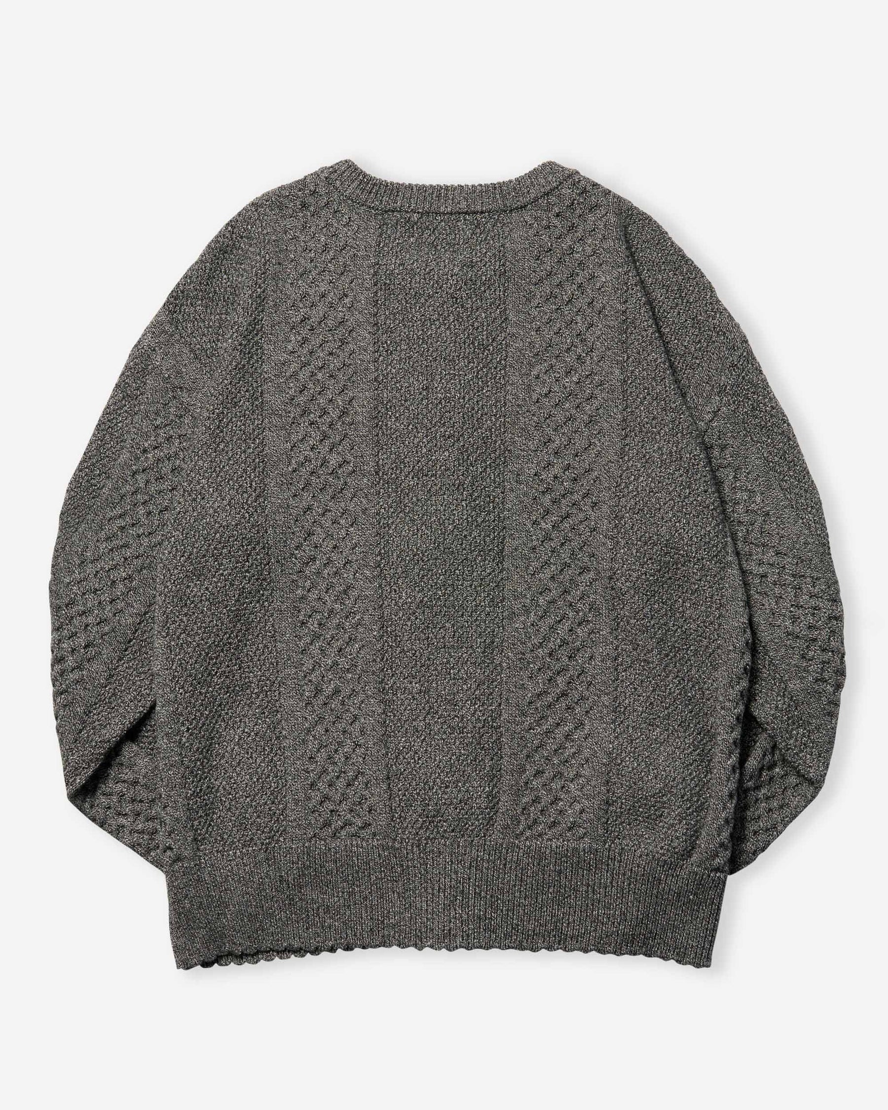 Cable Knit Zip Sweat - Mix Black