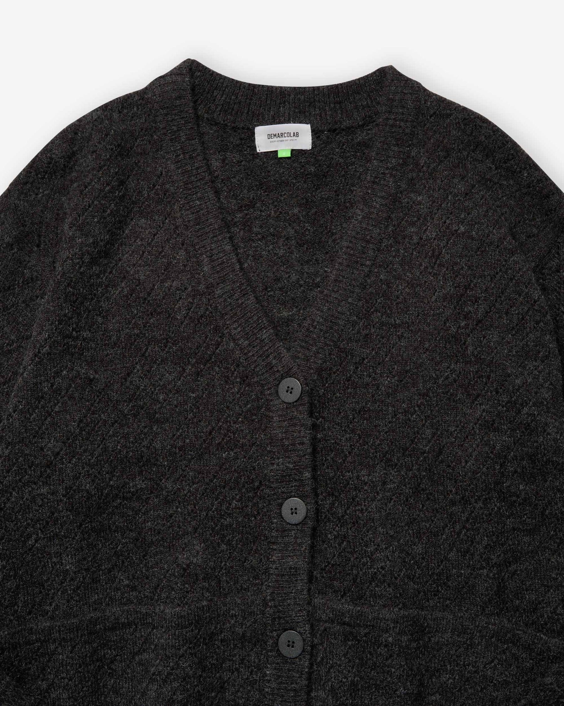 Slash Vent Knit Cardigan - Black