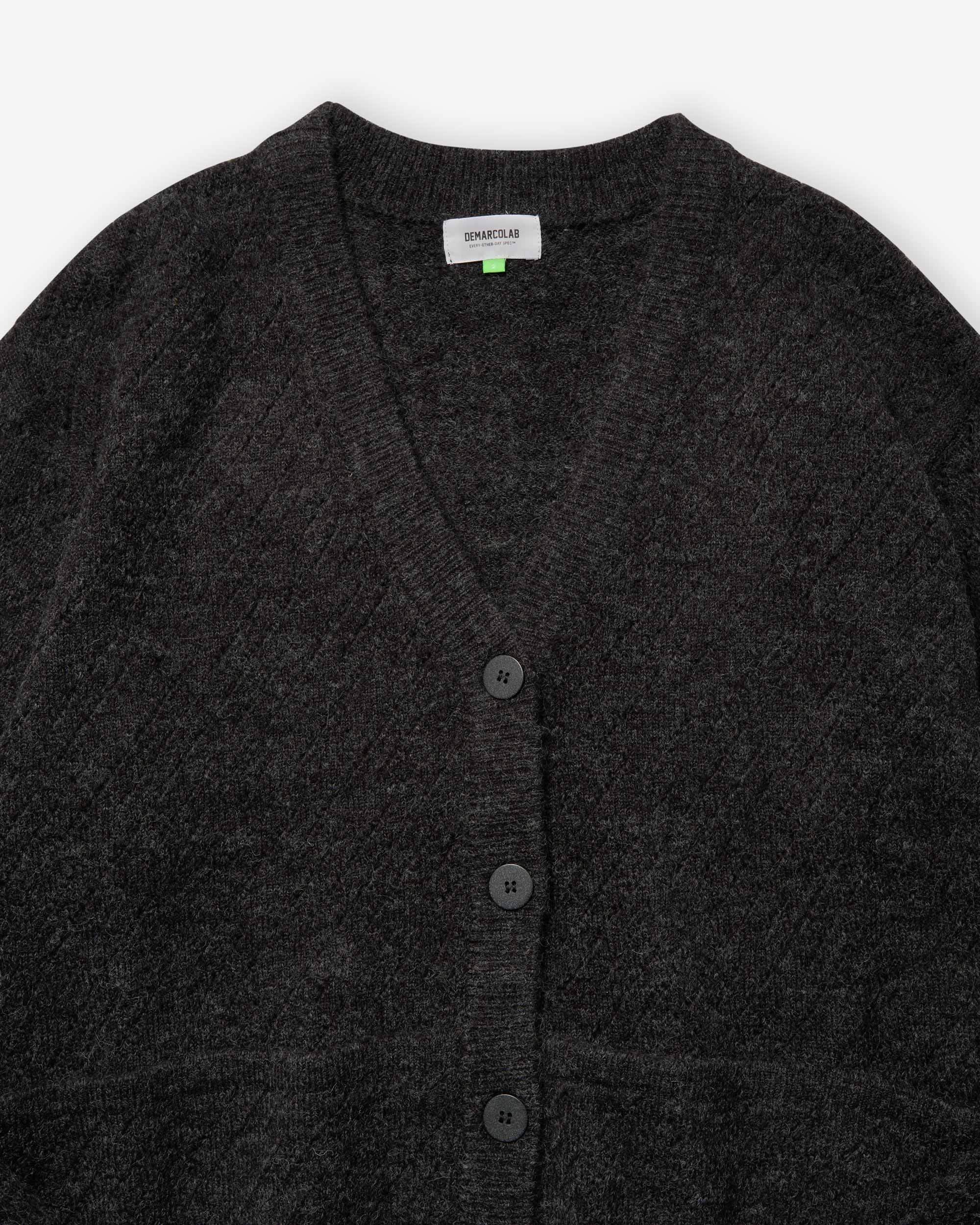 Slash Vent Knit Cardigan - Black