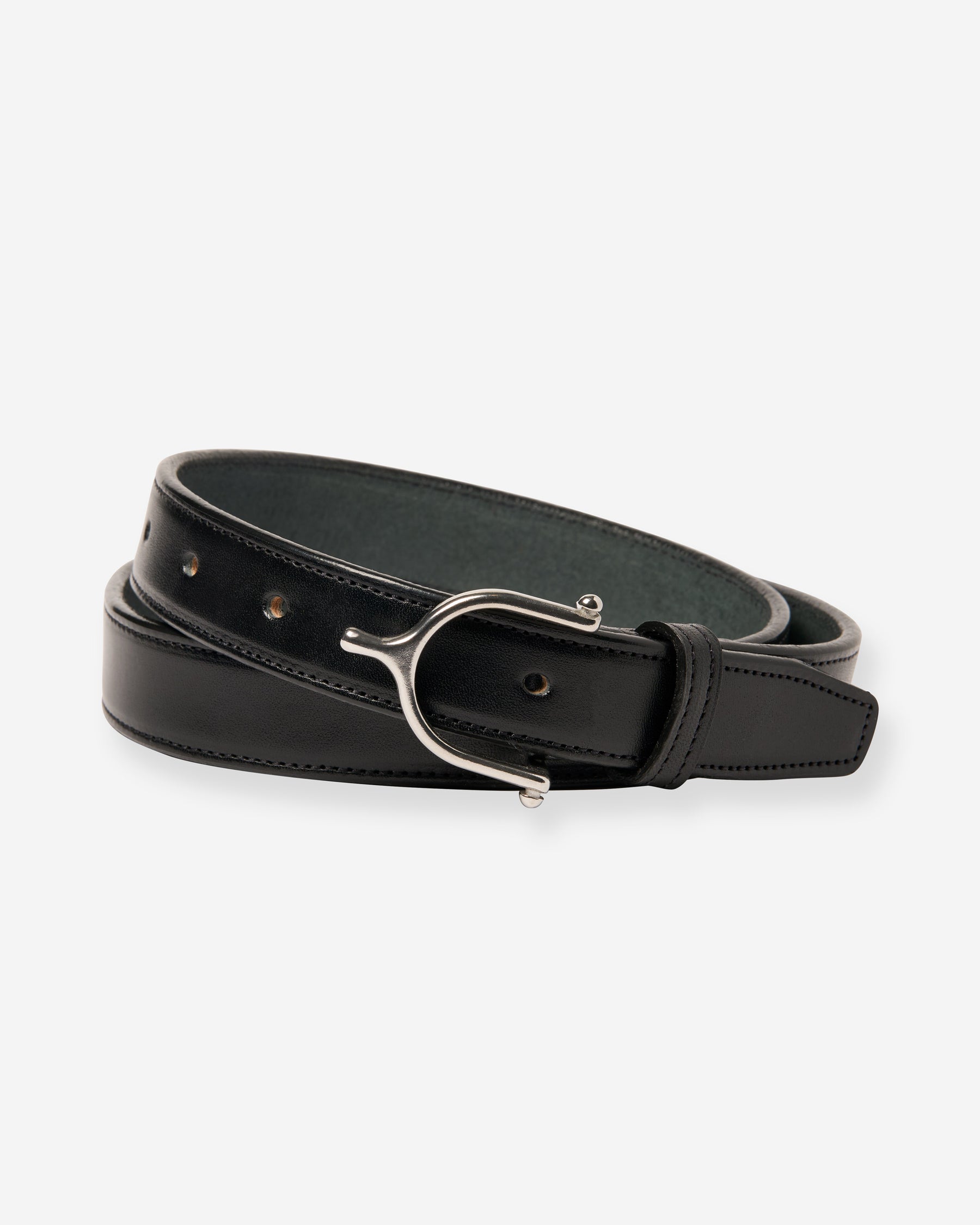 1" Stitched Belt with S.S. Spur Buckle - Black