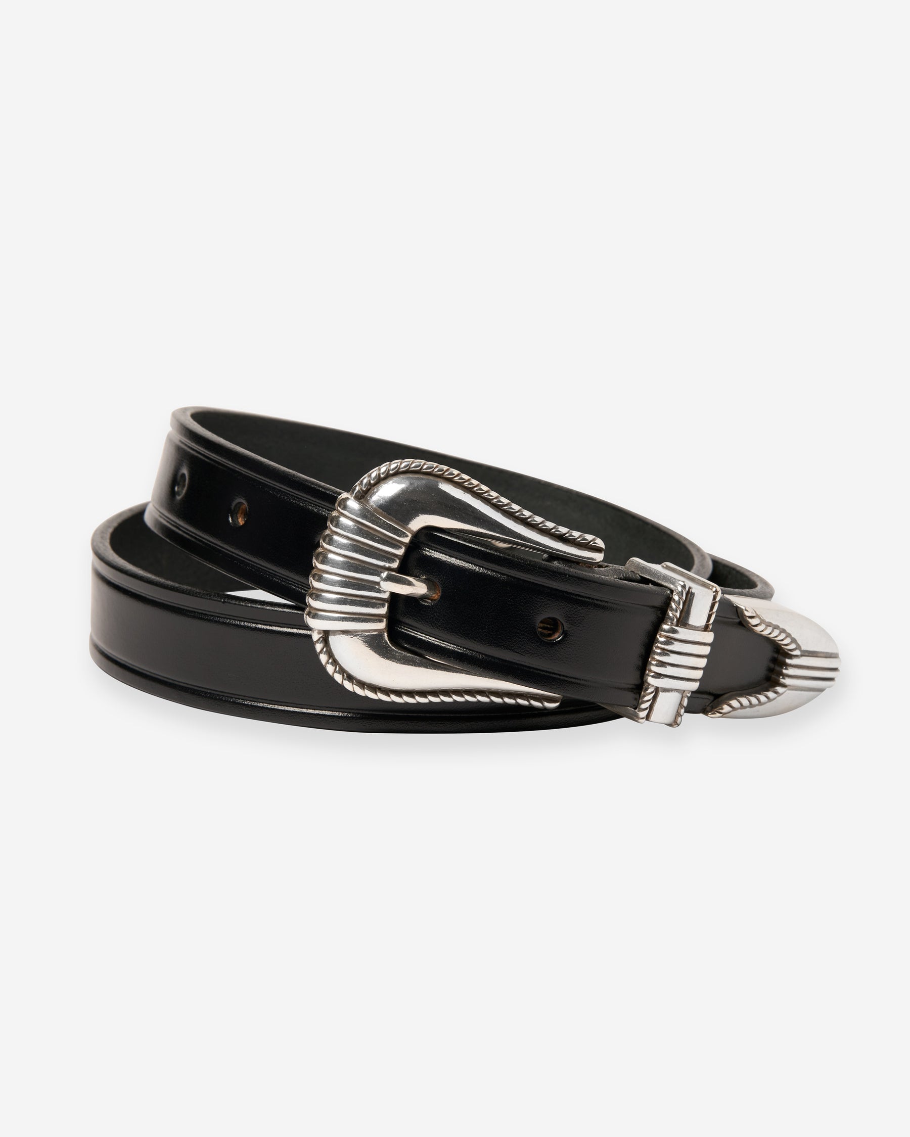 1" Silver Buckle Set Belt - Black