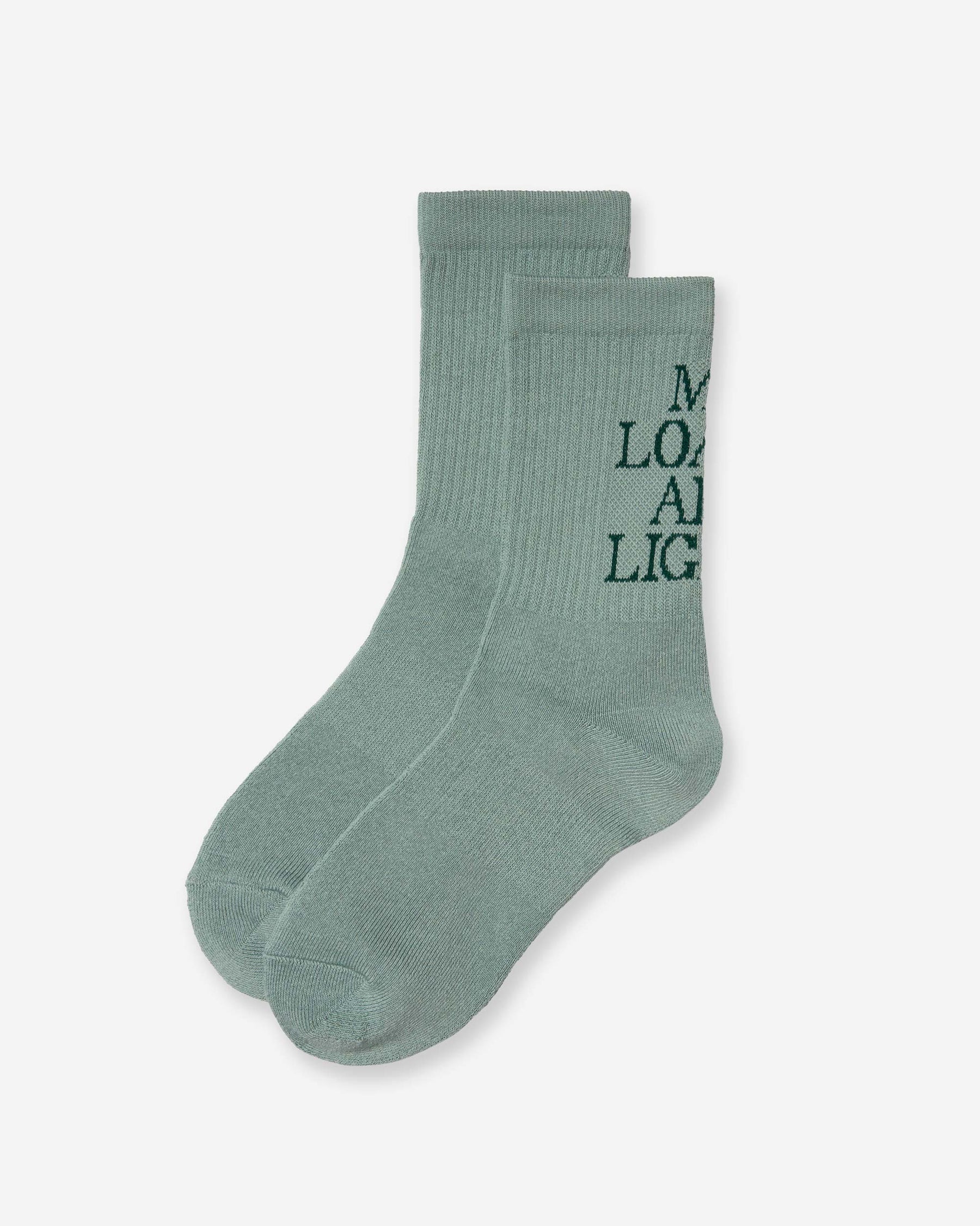 TEXT "M.L.A.L" Socks - Celadon Green