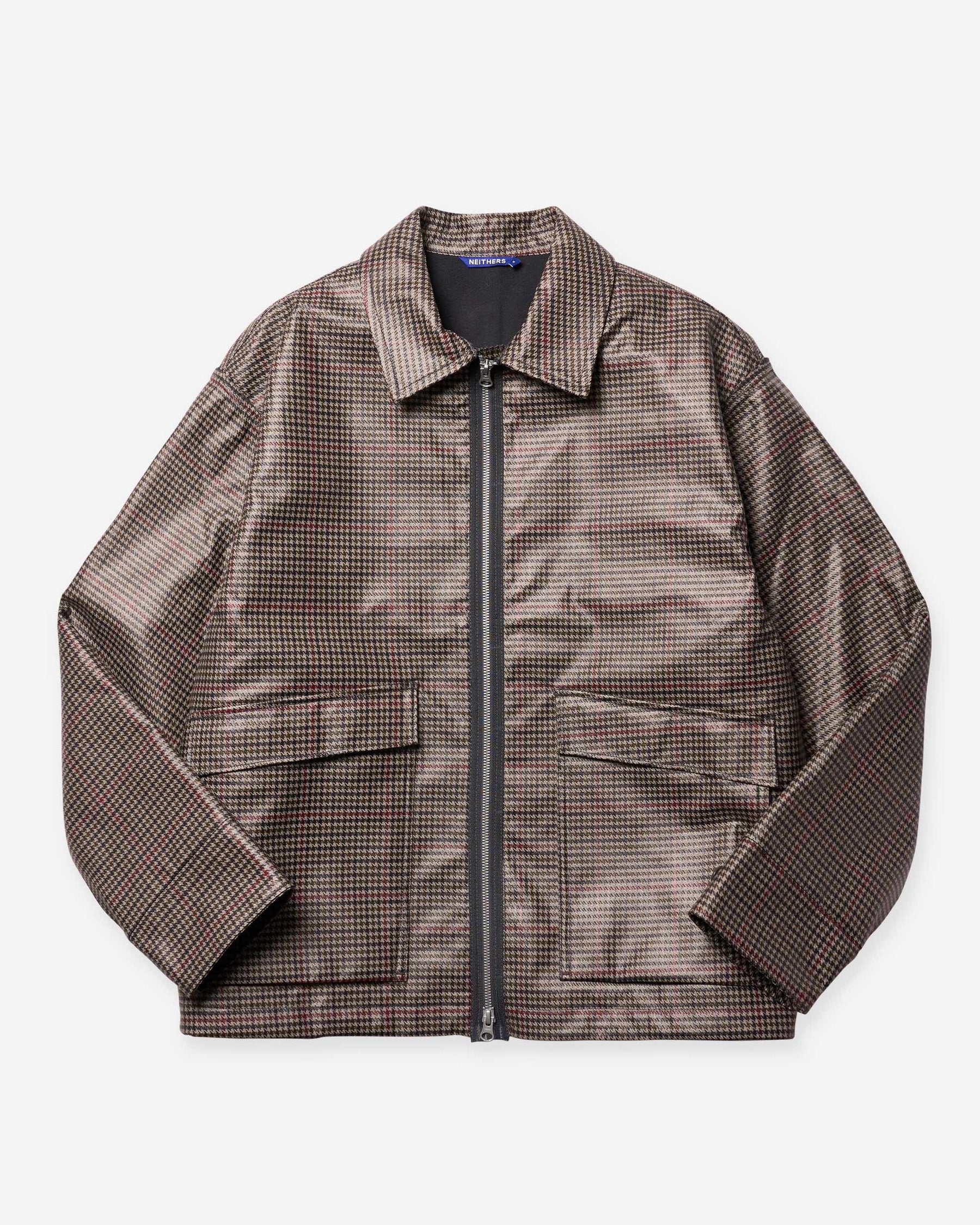 Reimagined Coated Houndstooth Check Jacket - Grey Check