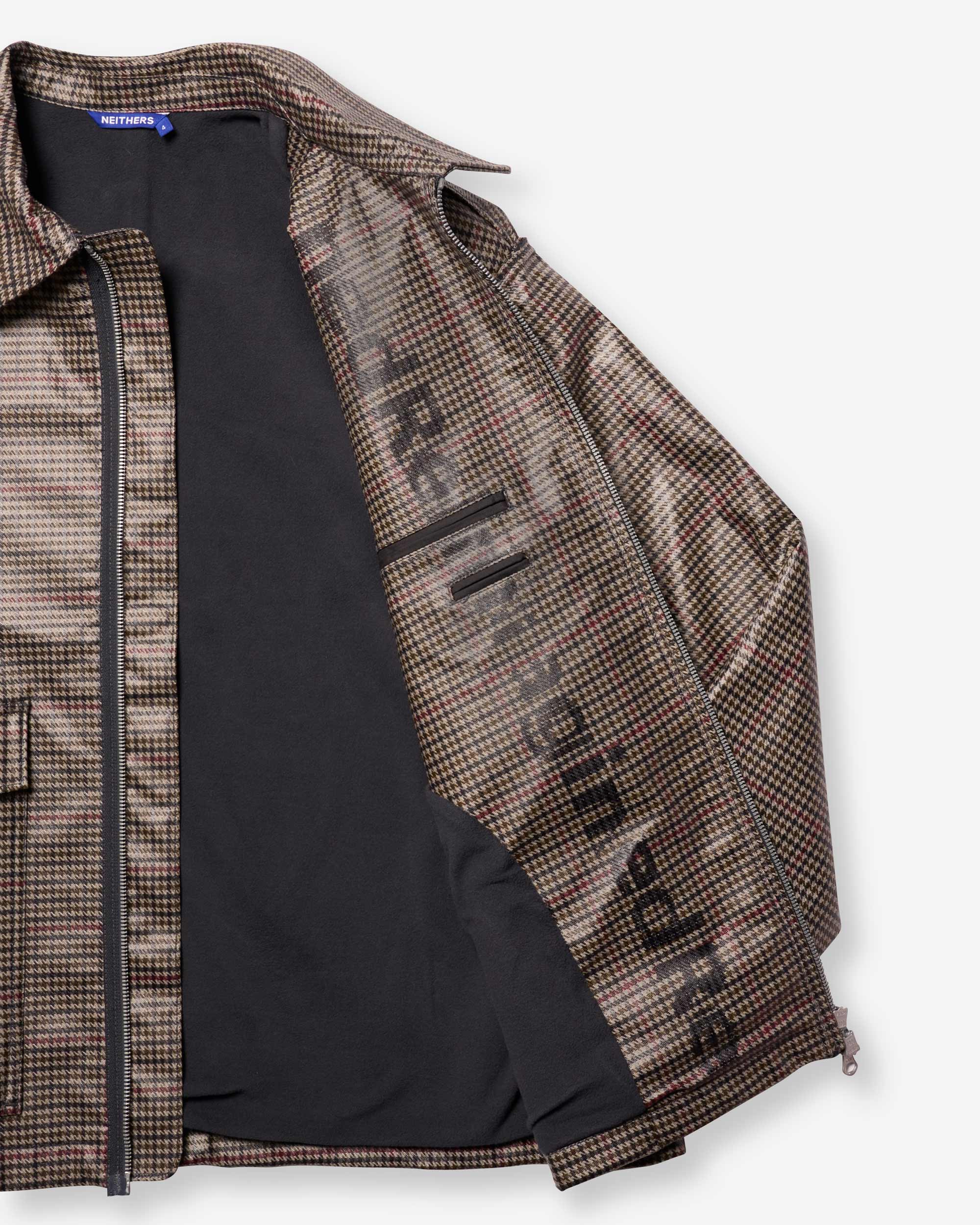 Reimagined Coated Houndstooth Check Jacket - Grey Check