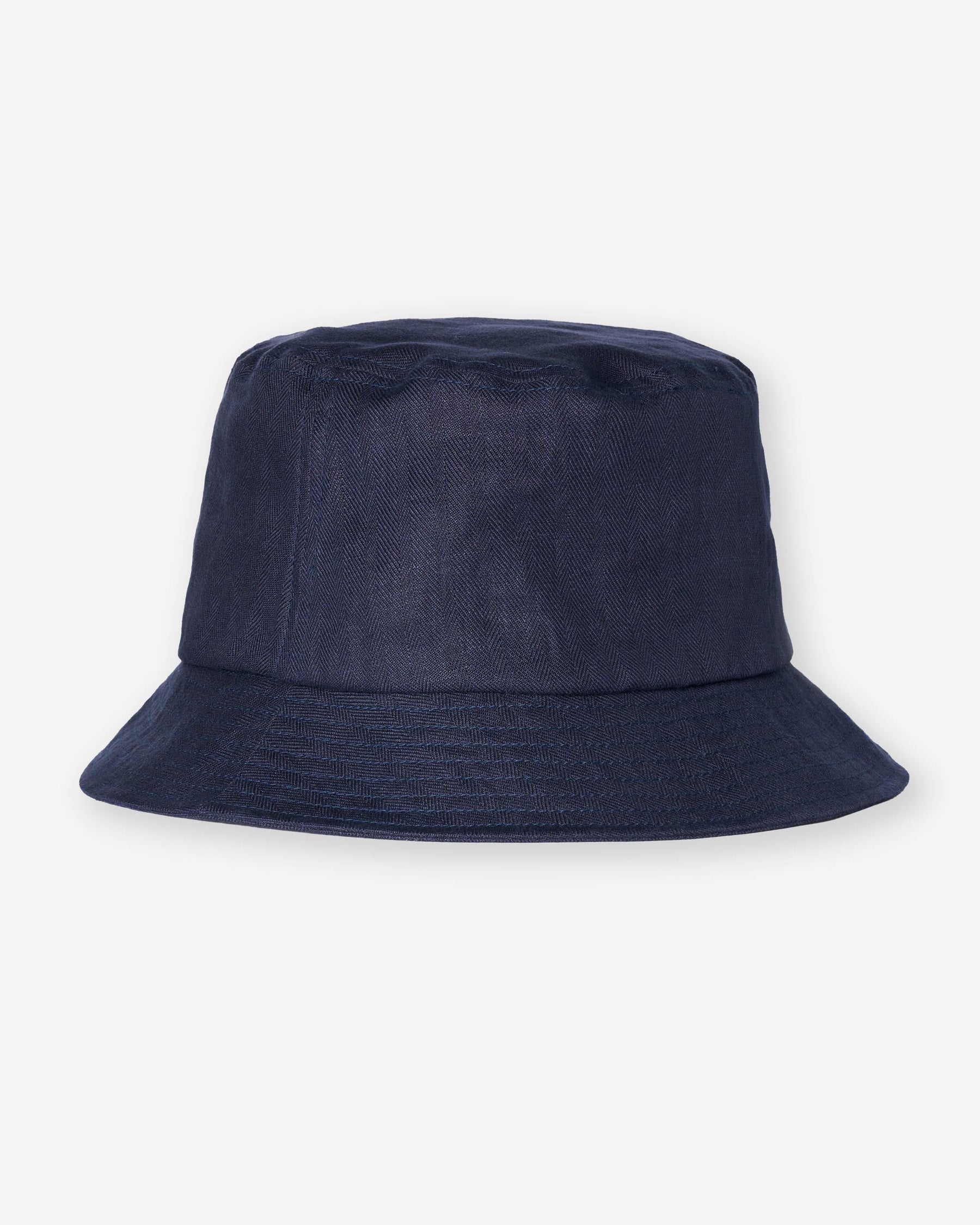 Linen Herringbone Bucket Hat - Dark Indigo