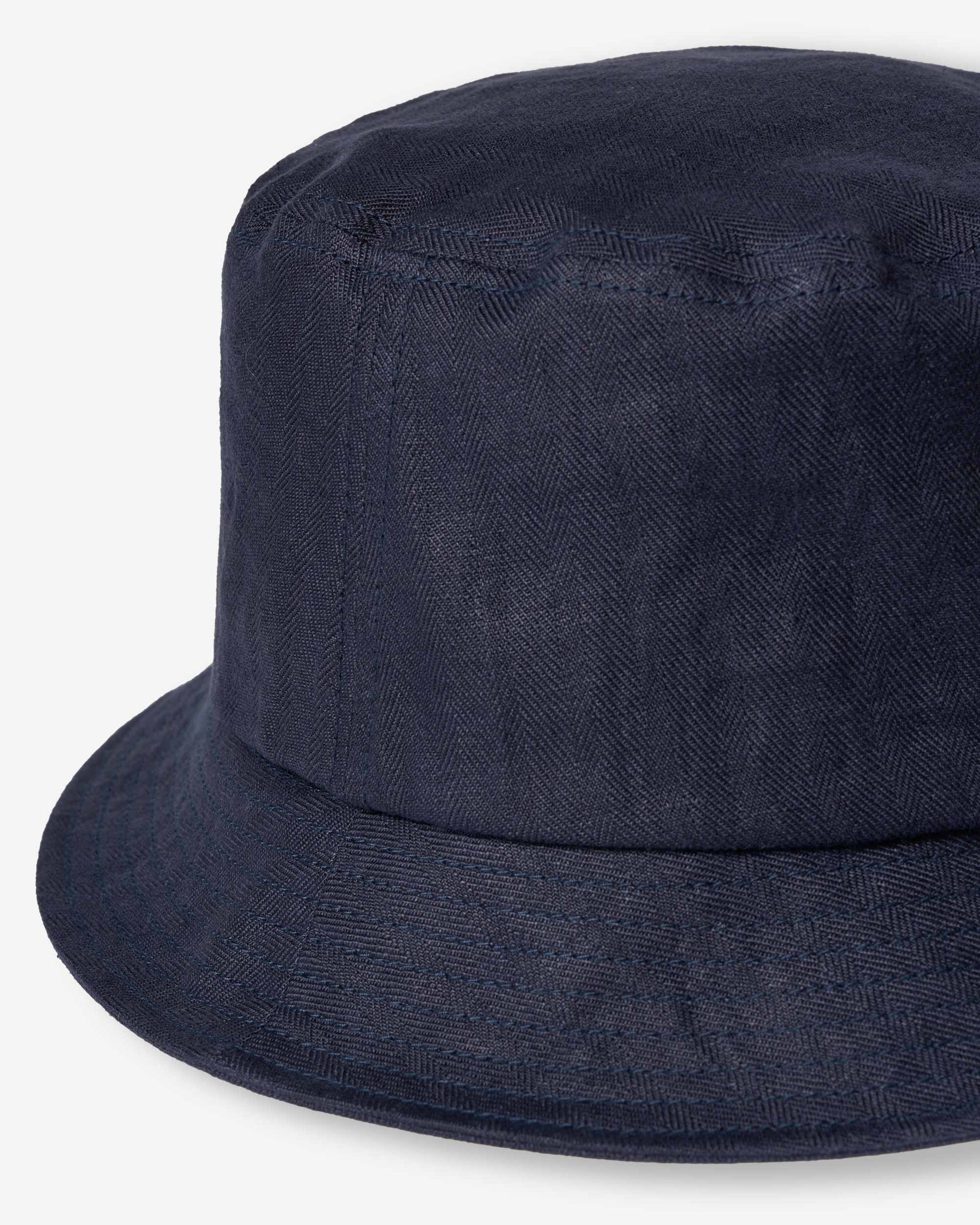 Linen Herringbone Bucket Hat - Dark Indigo