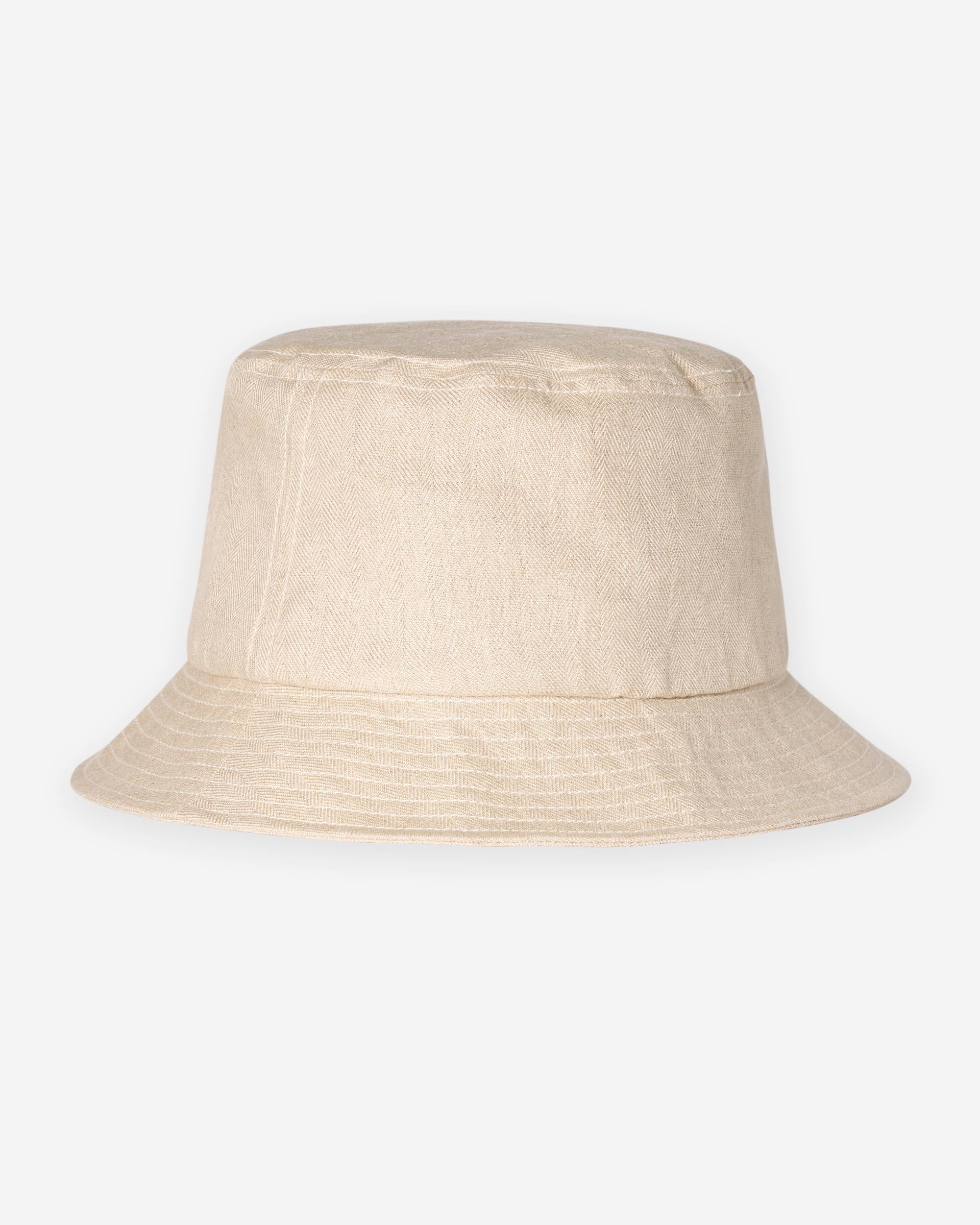 Linen Herringbone Bucket Hat - Ecru