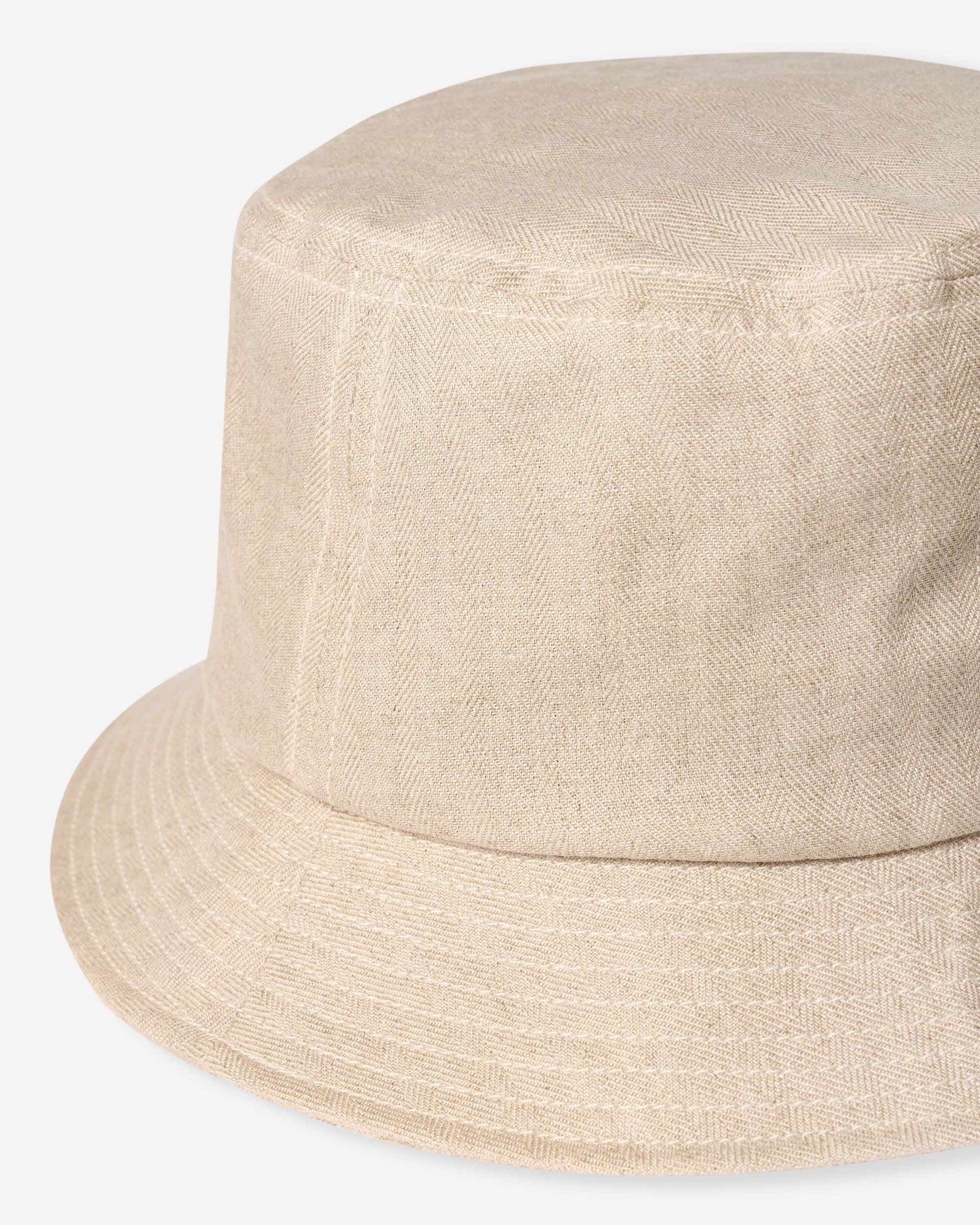 Linen Herringbone Bucket Hat - Ecru