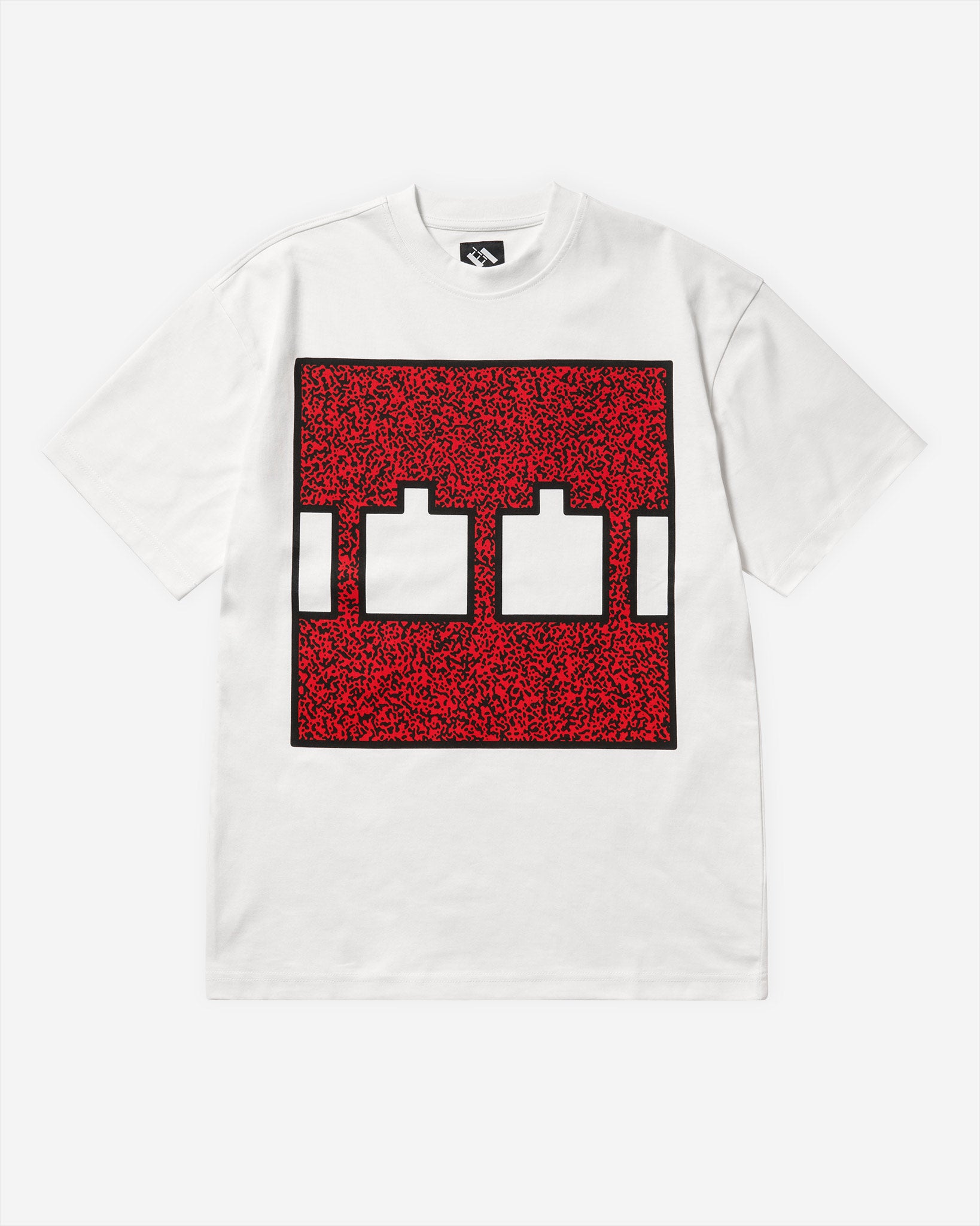 Block Noise 45 RED T-Shirt - White