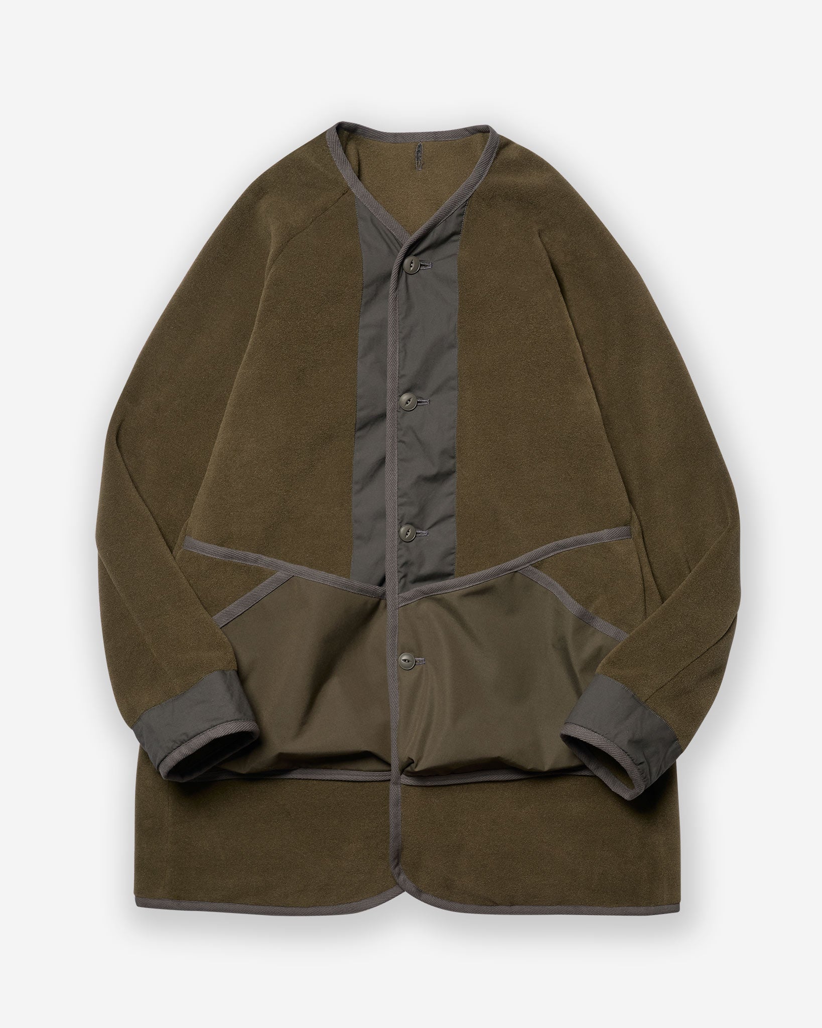 Stand Fall Collar Coat (JK-OB03) - Khaki