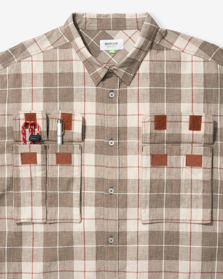 Ref Zip Plaid Shirt - Beige