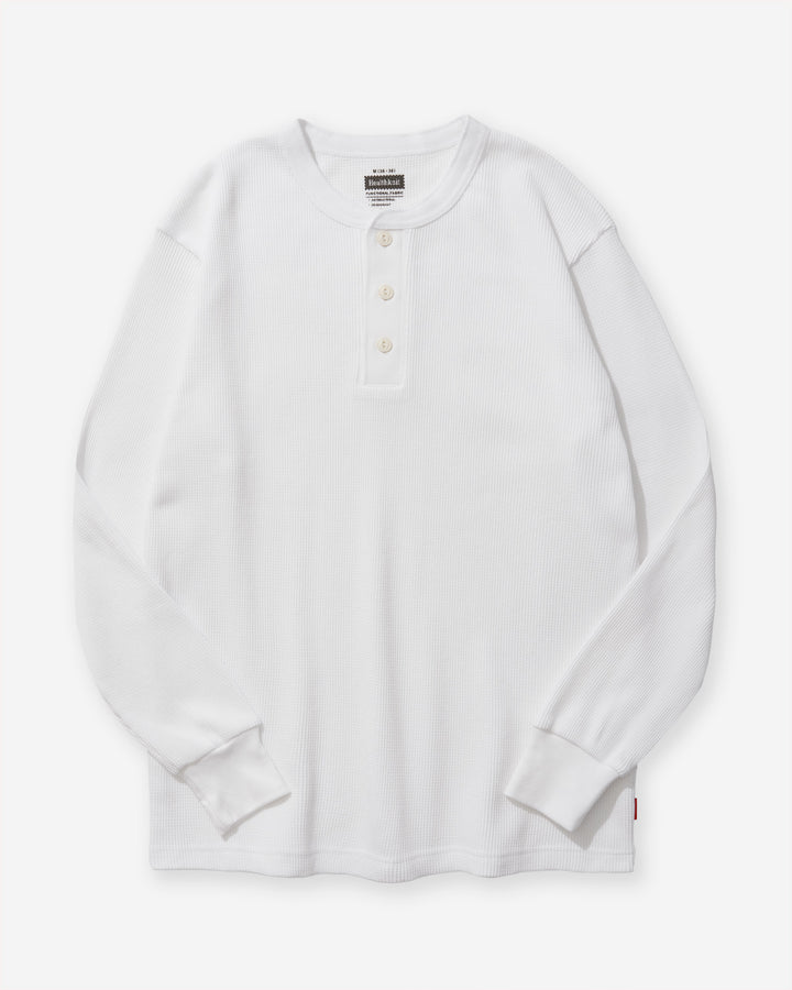 Functional Fabric Waffle Henley L/S T-Shirt - White