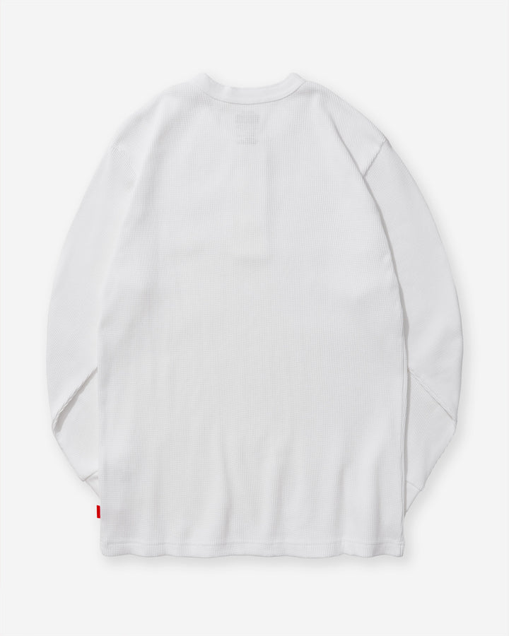 Functional Fabric Waffle Henley L/S T-Shirt - White