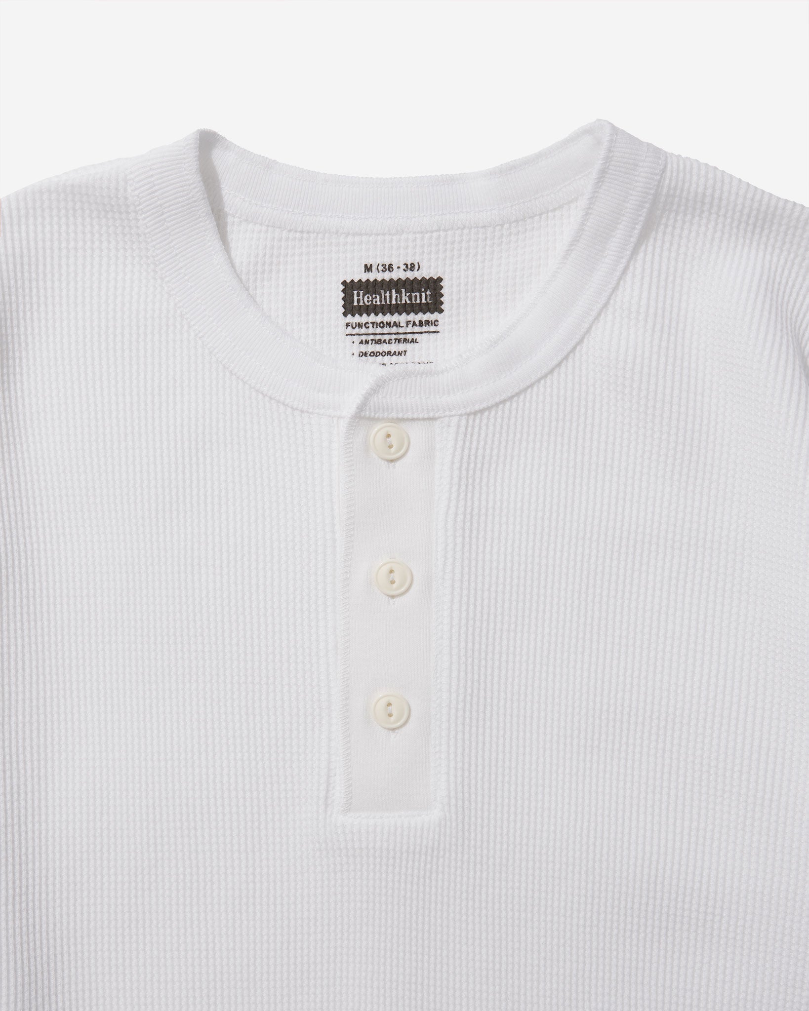 Functional Fabric Waffle Henley L/S T-Shirt - White