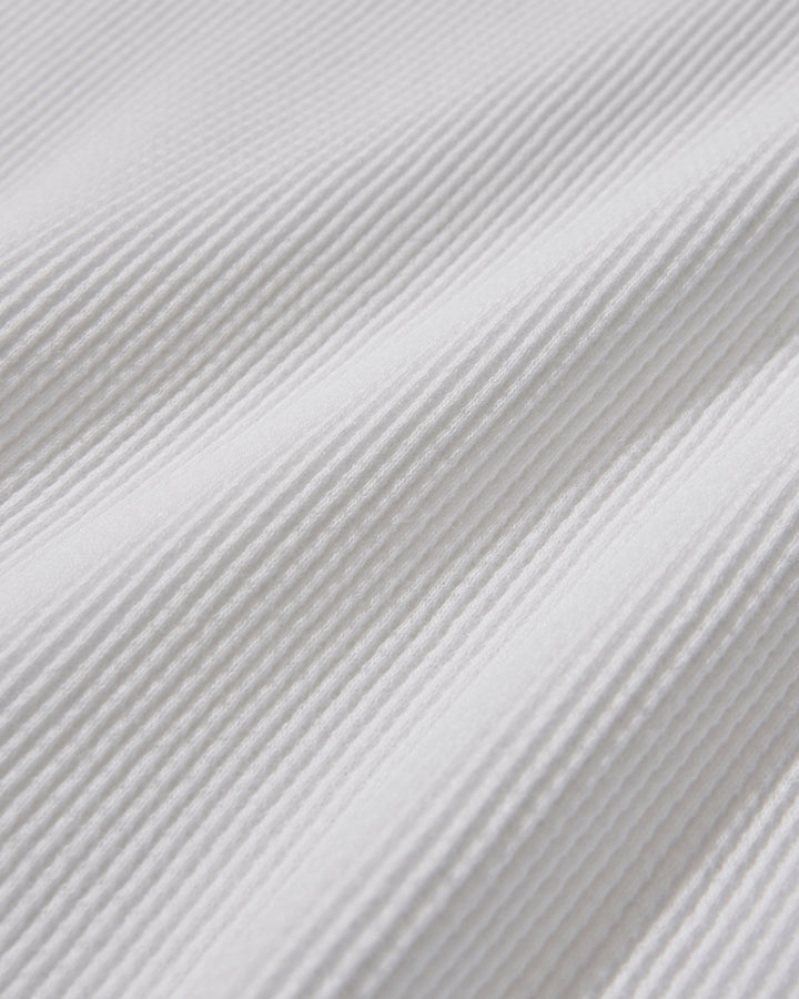 Functional Fabric Waffle Henley L/S T-Shirt - White