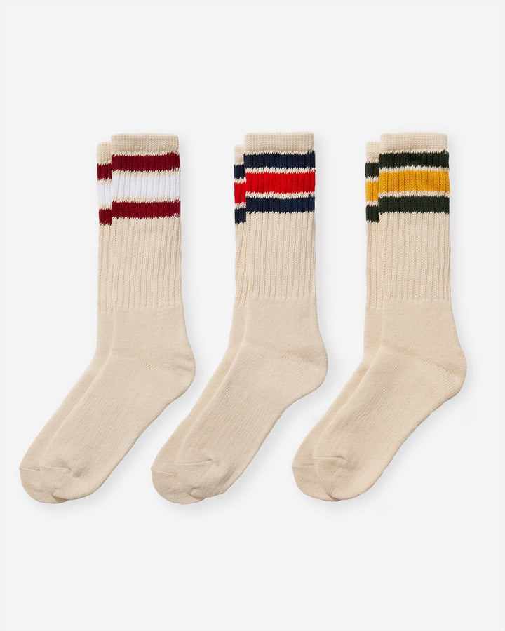 Classic 3-Line Crew Socks (3 Pack)