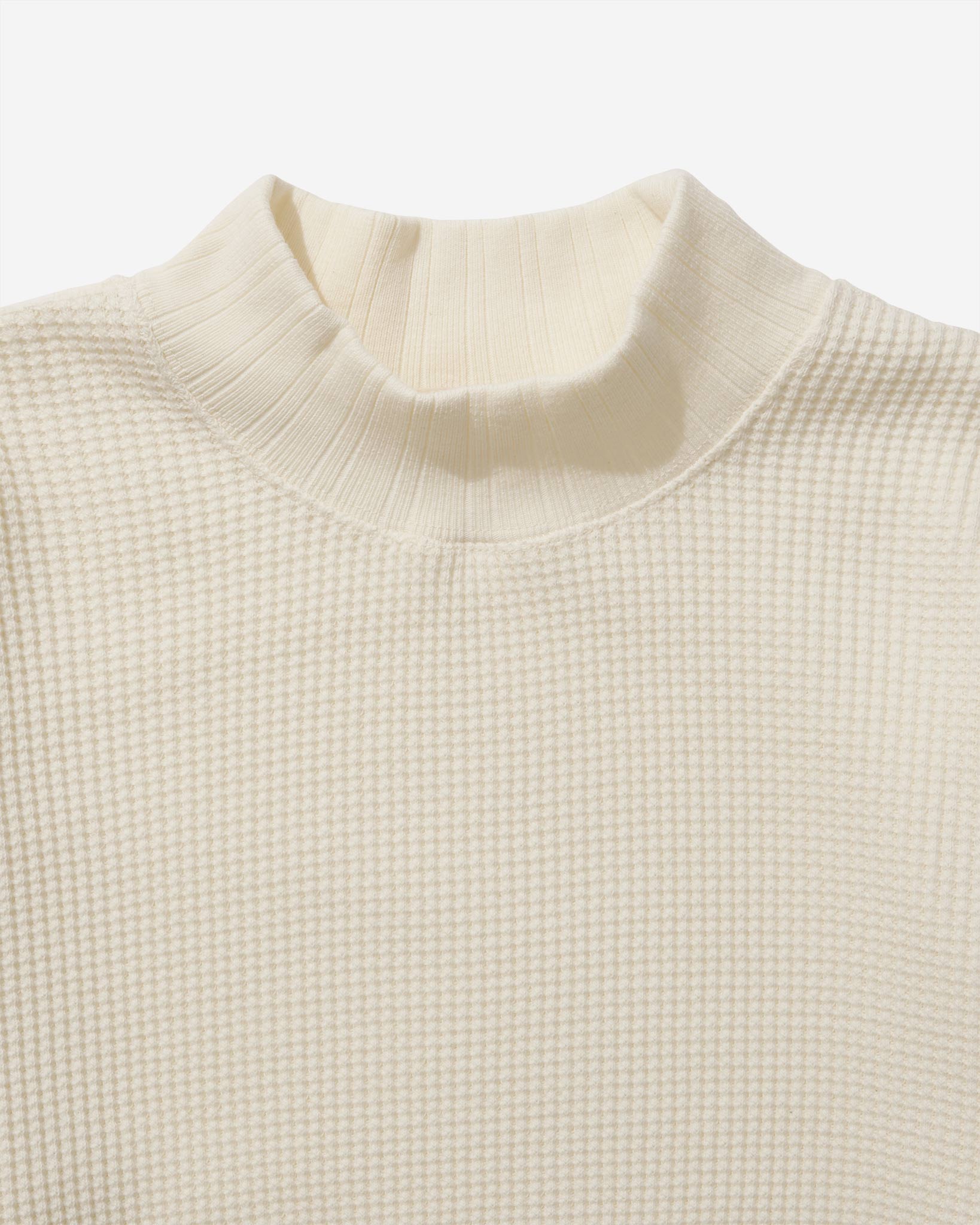 Super Heavy Waffle Mock-Neck L/S - Off White