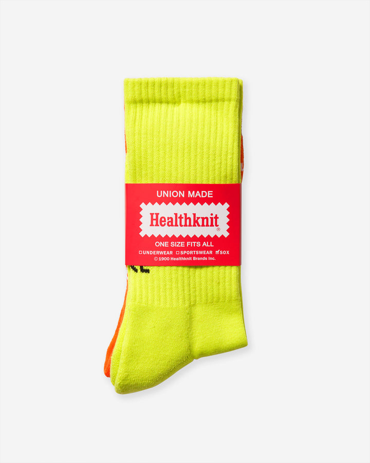 Heel Logo Socks (2 Pack) - Neon Orange/Yellow