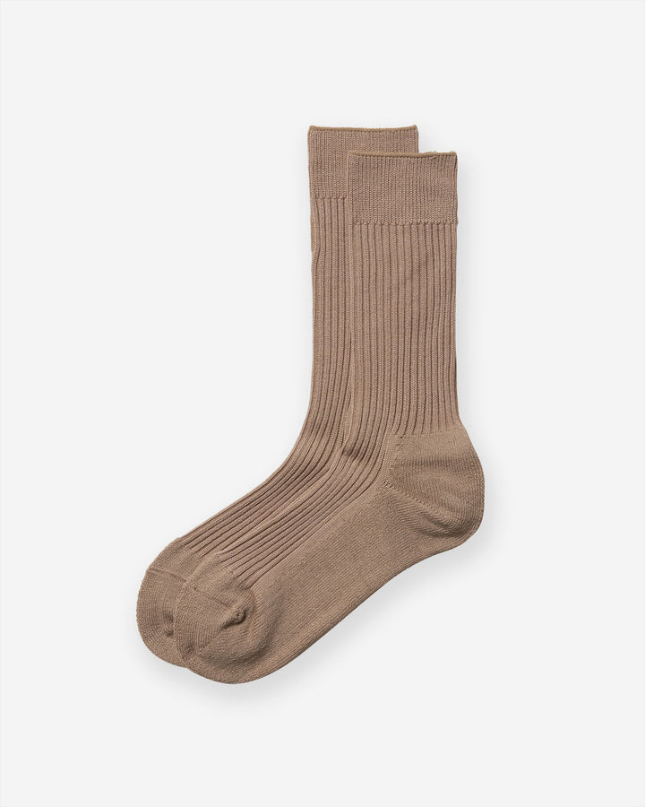Ribbed Pile Socks - Beige