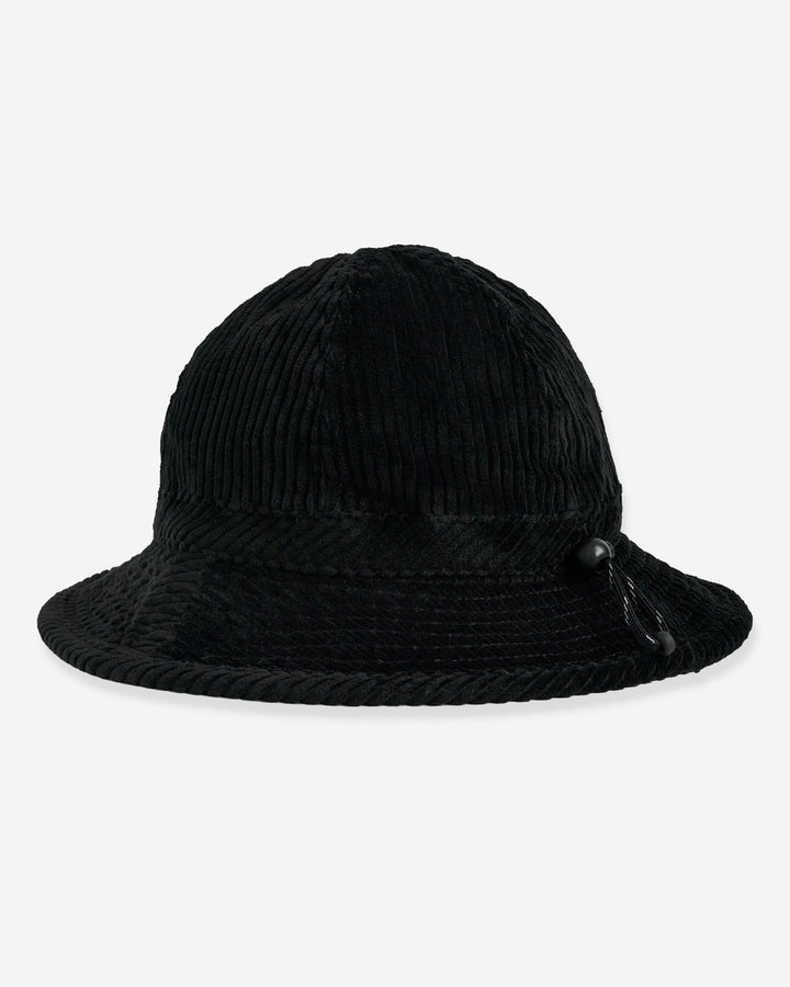 5W Corduroy Metro Hat with Drawcord - Black